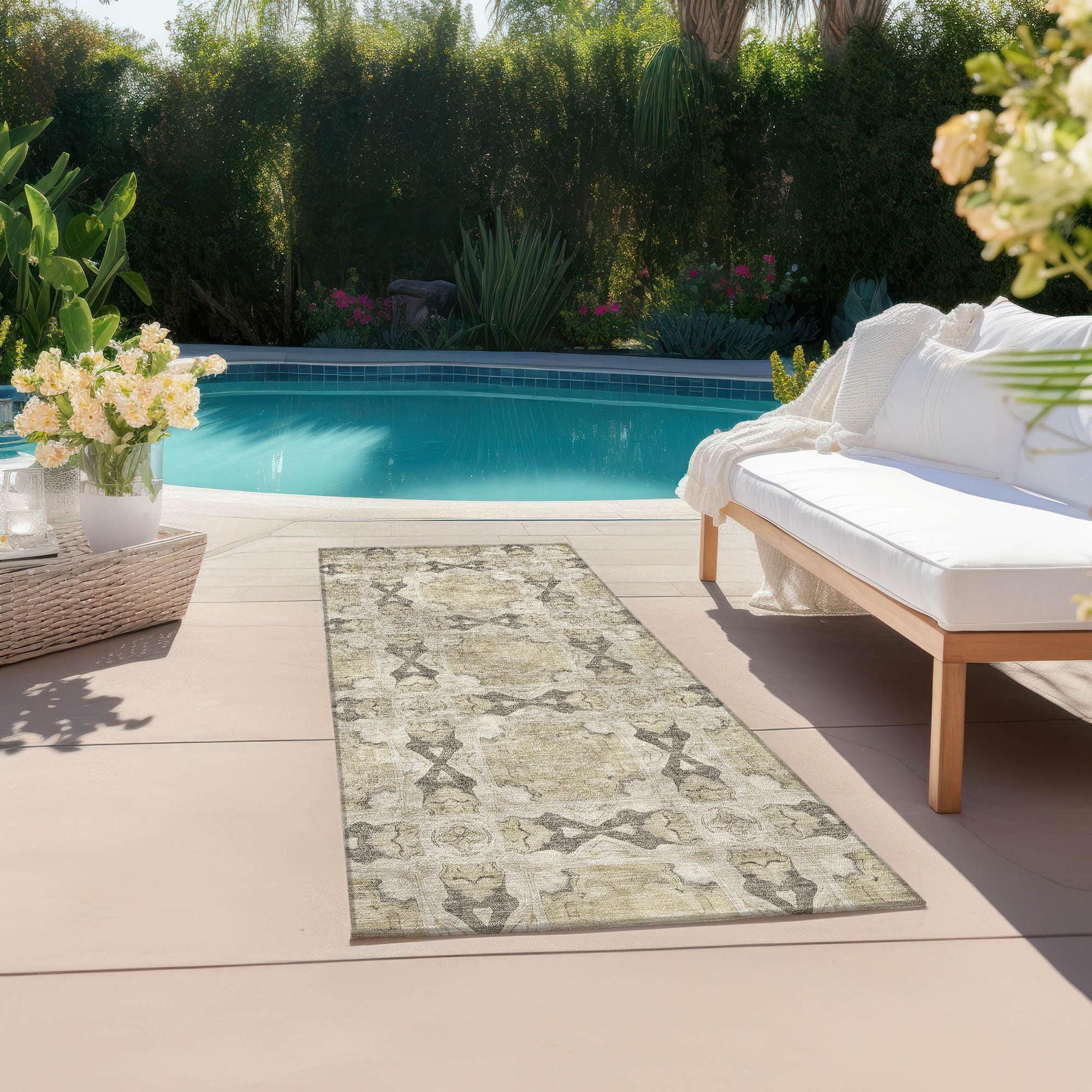 Machine Made ACN564 Beige Brown Rugs