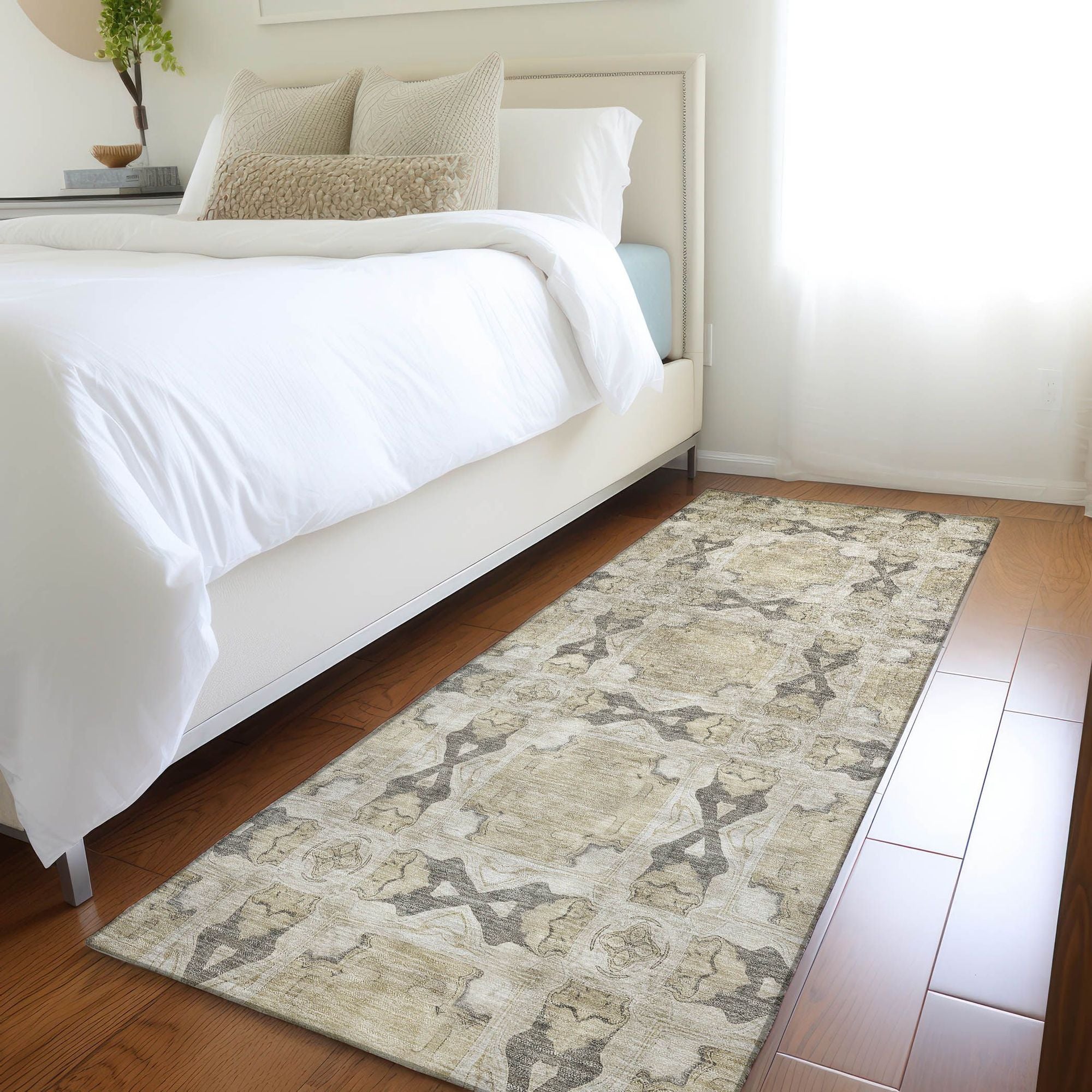 Machine Made ACN564 Beige Brown Rugs