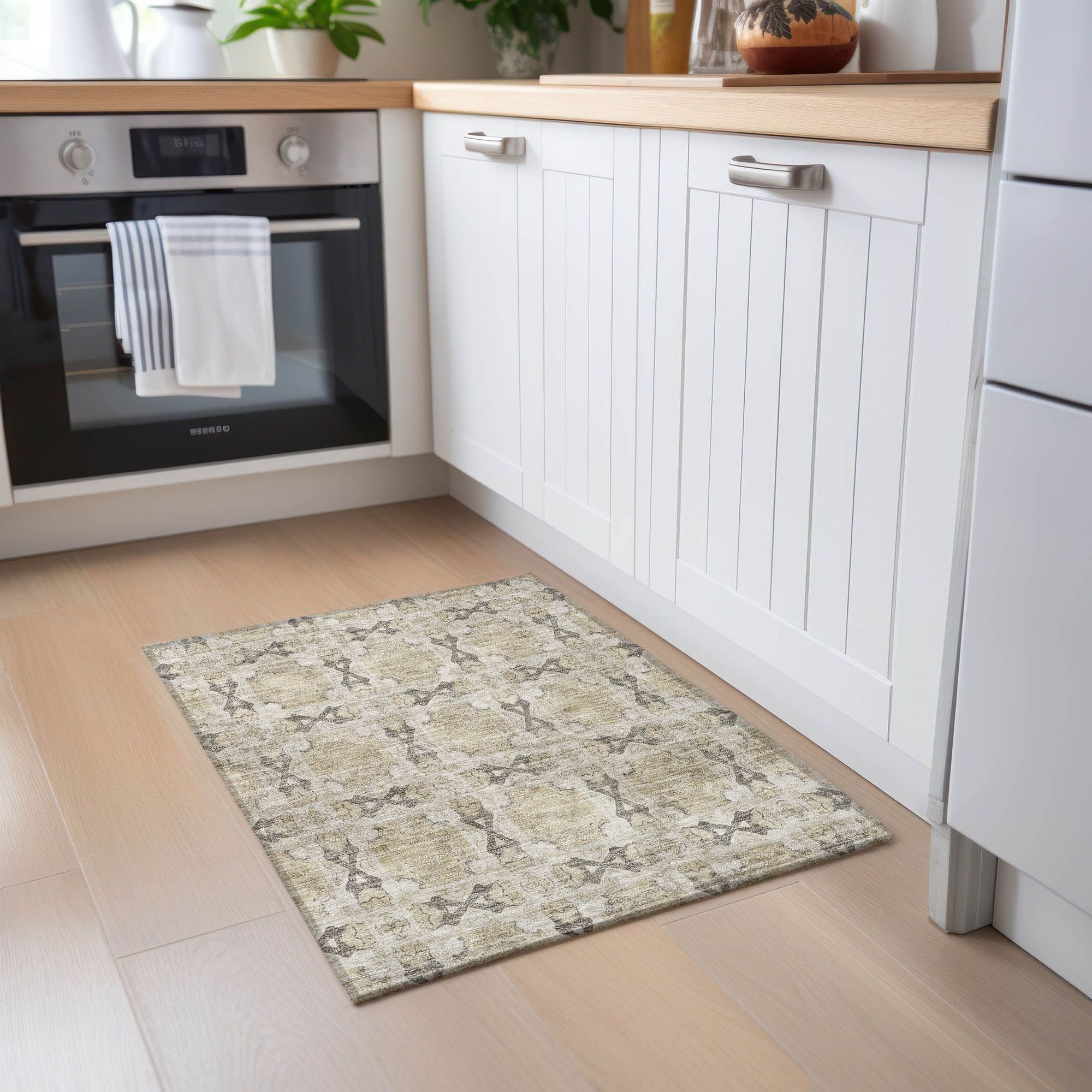 Machine Made ACN564 Beige Brown Rugs