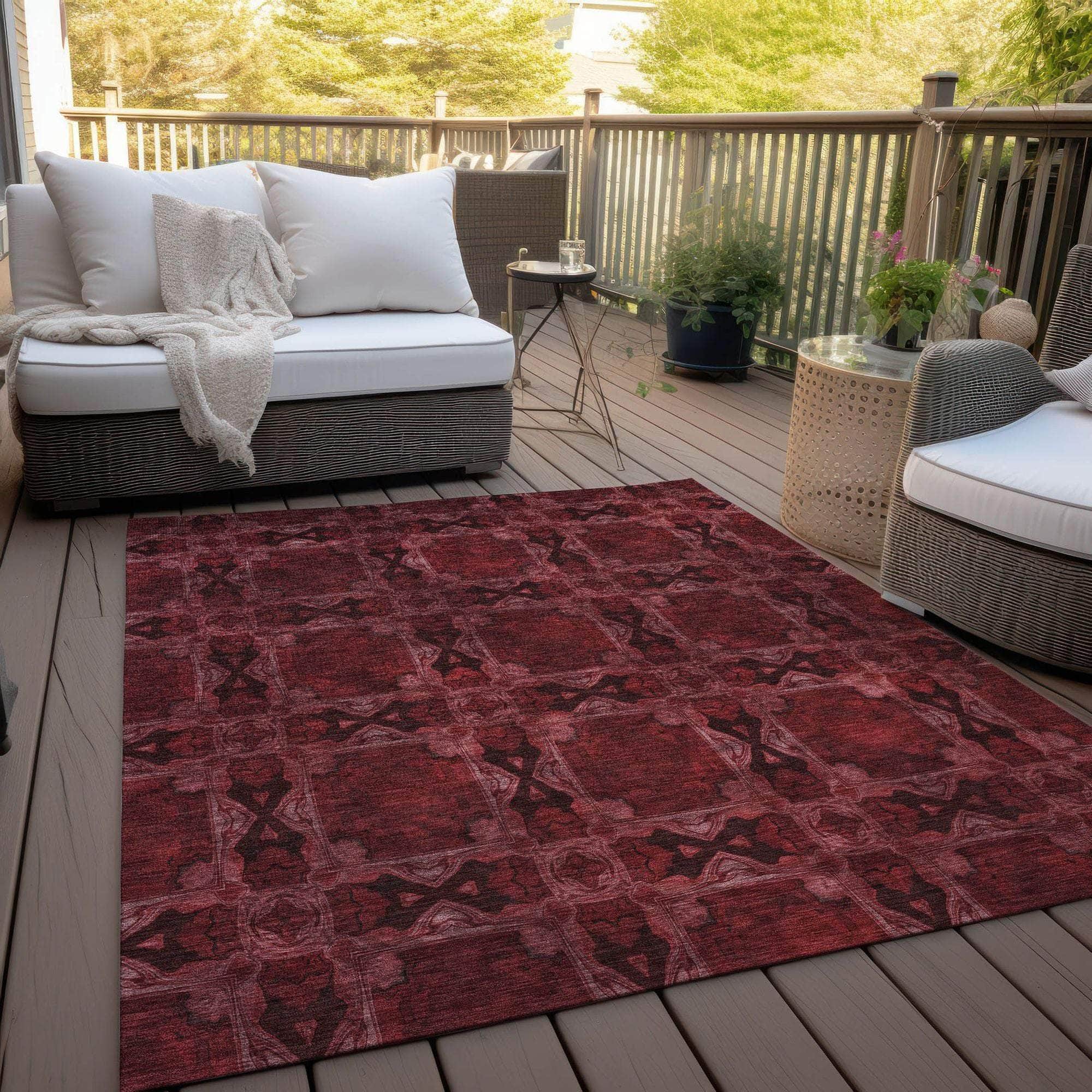 Machine Made ACN564 Burgundy Red Rugs