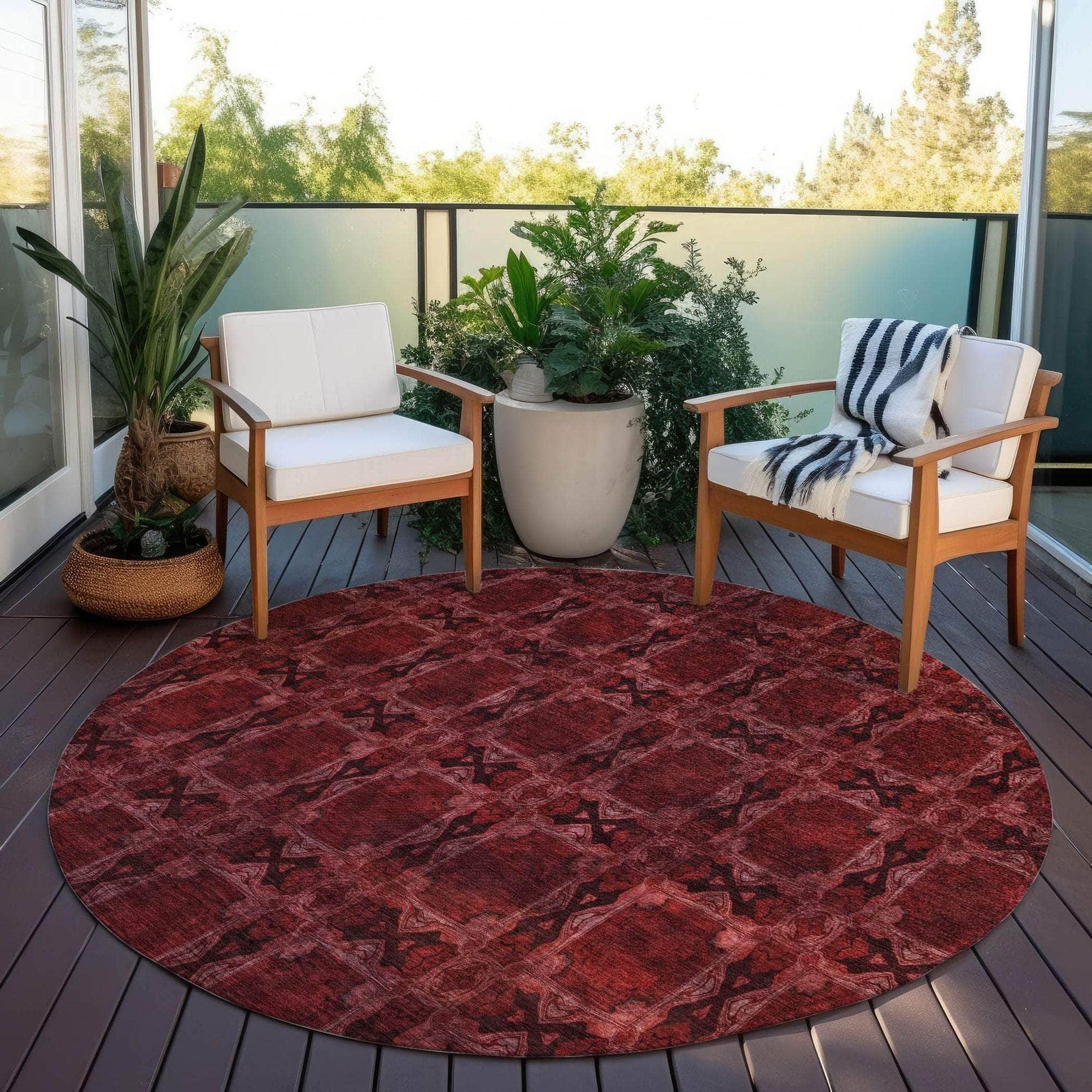 Machine Made ACN564 Burgundy Red Rugs