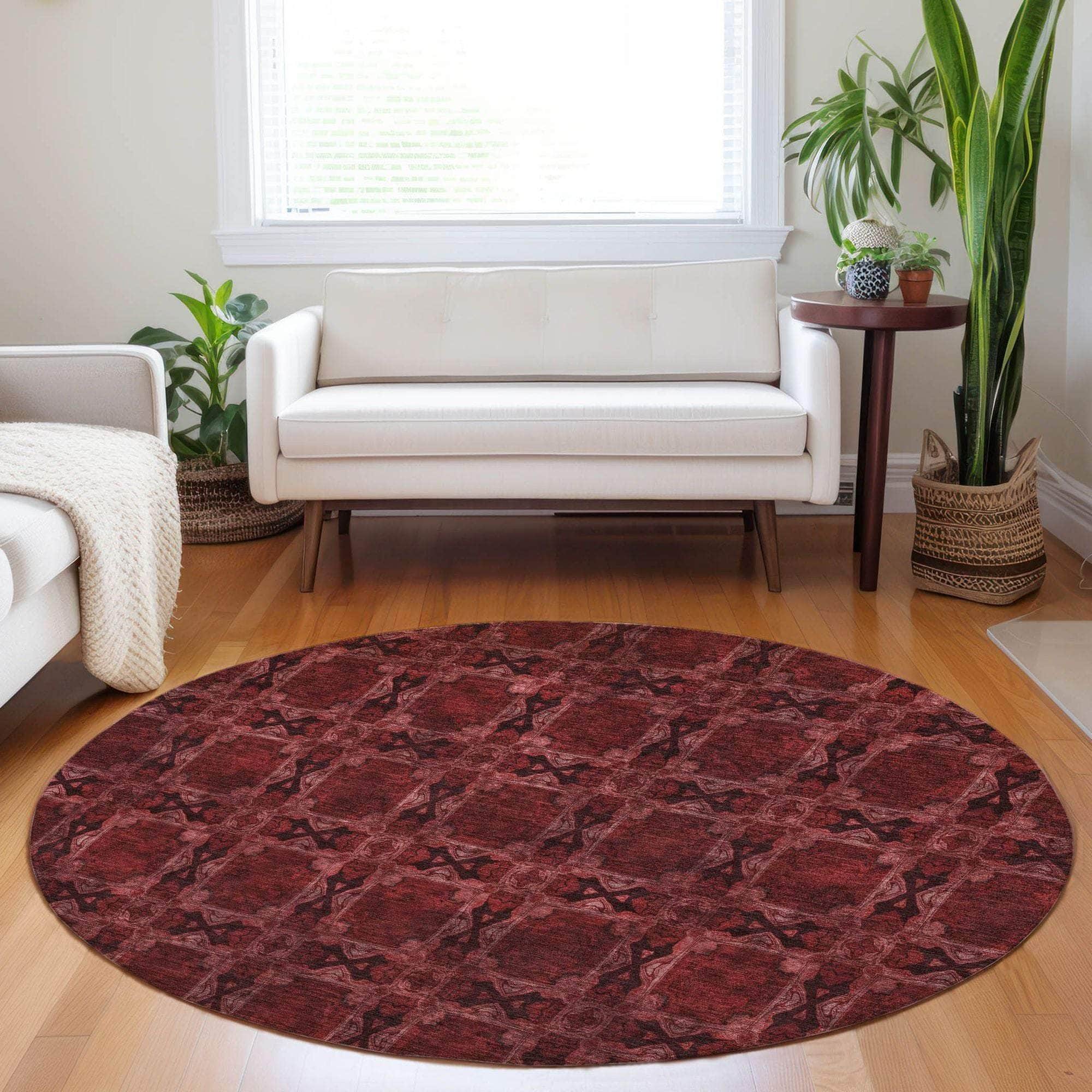 Machine Made ACN564 Burgundy Red Rugs