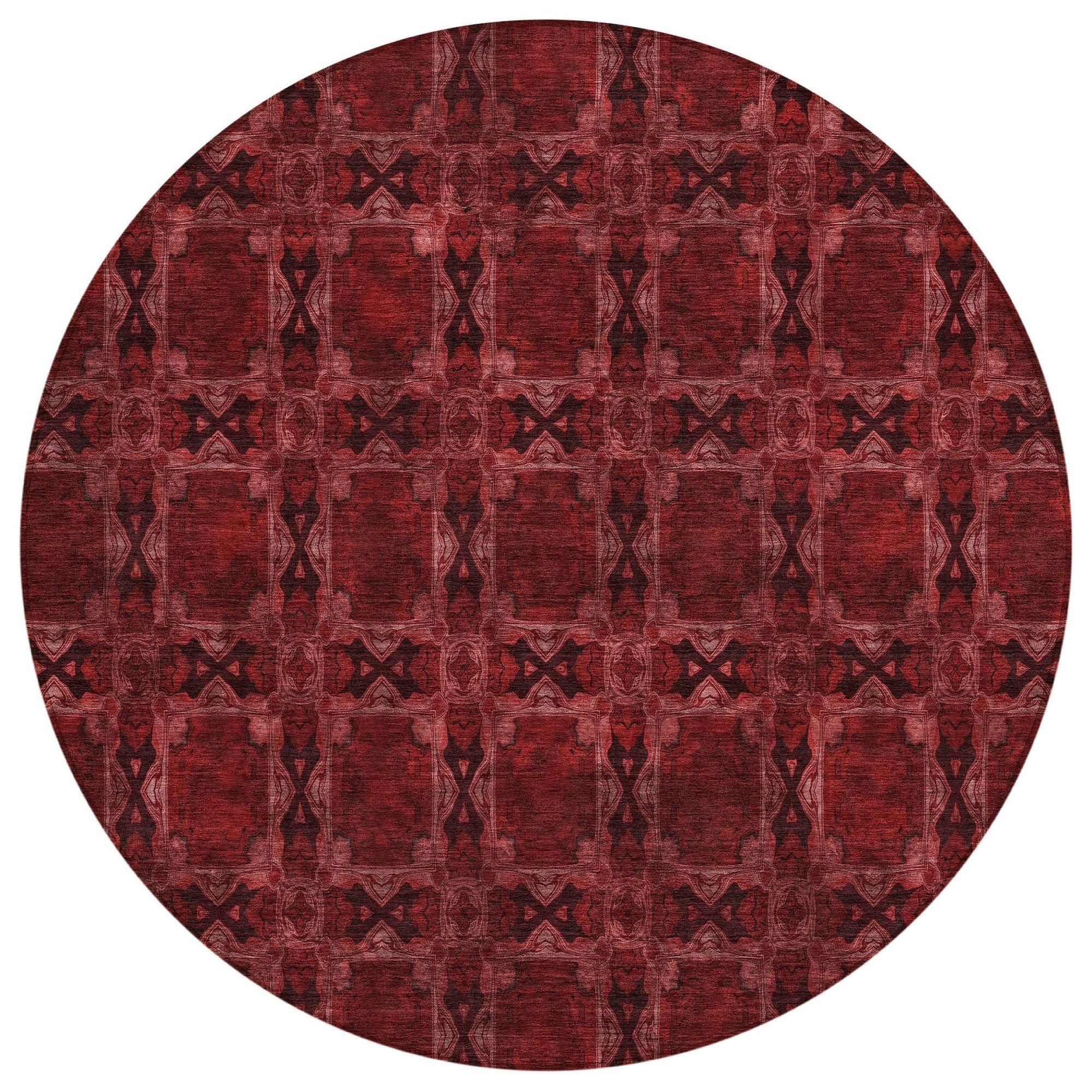 Machine Washable Burgundy Red Rug - Indoor / Outdoor - Kids / Pet Friendly Panel Print Rug