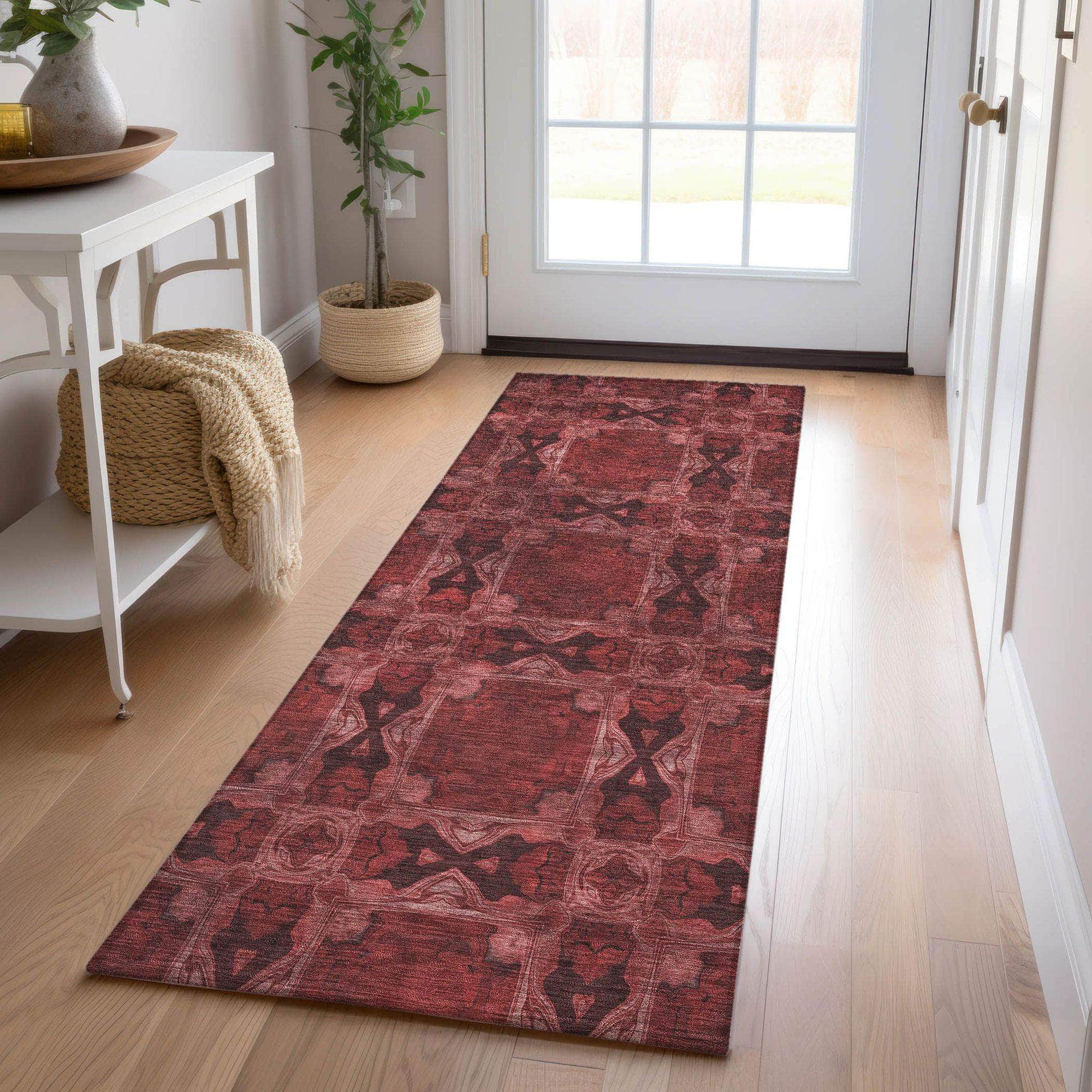 Machine Made ACN564 Burgundy Red Rugs