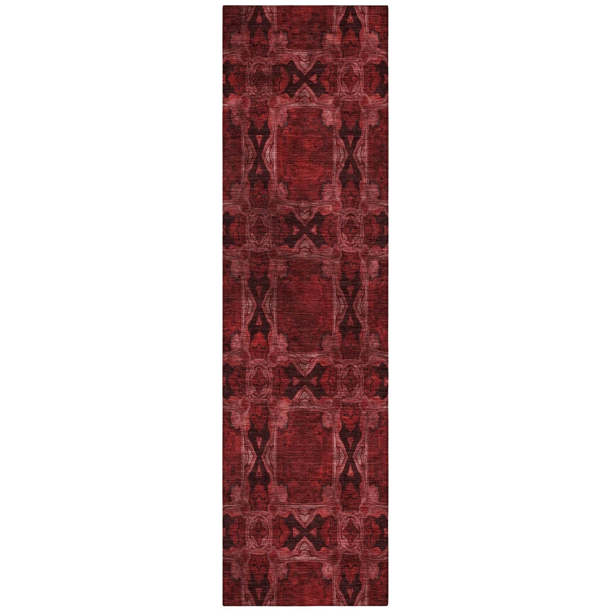 Machine Washable Burgundy Red Rug - Indoor / Outdoor - Kids / Pet Friendly Panel Print Rug