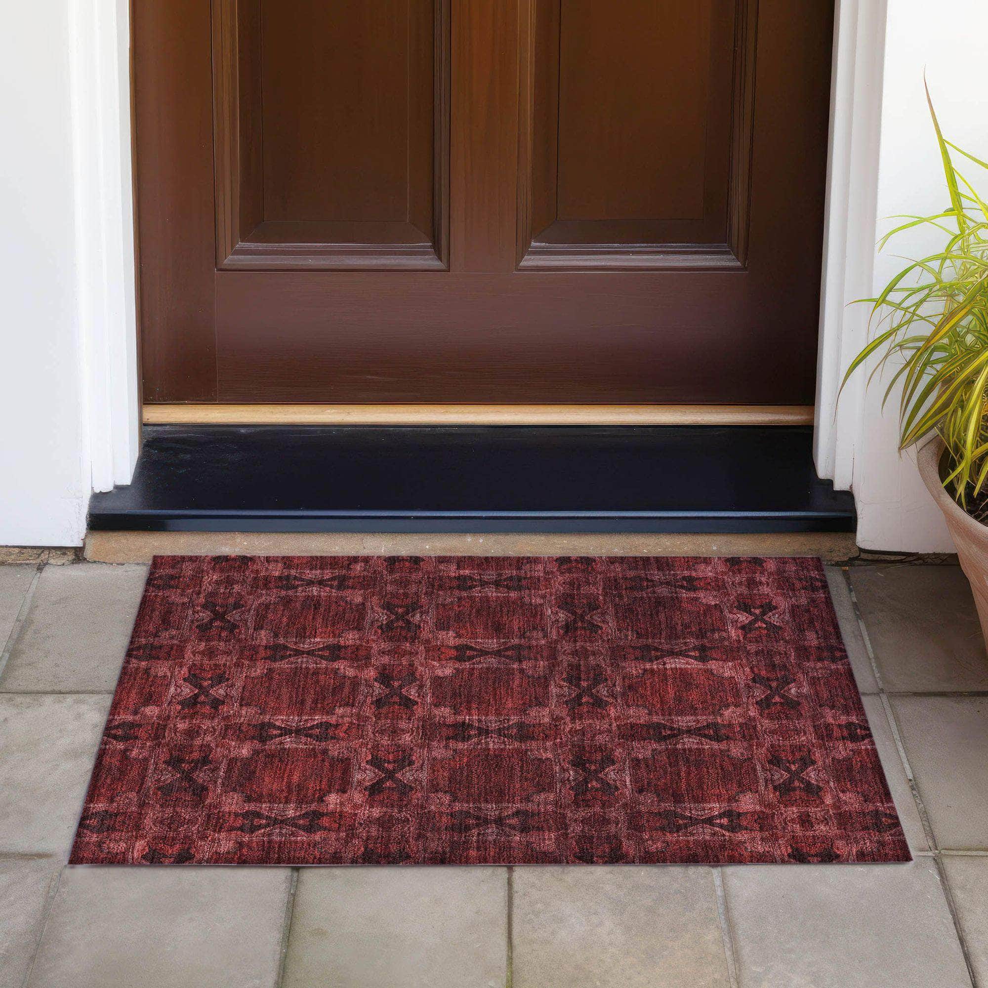 Machine Made ACN564 Burgundy Red Rugs