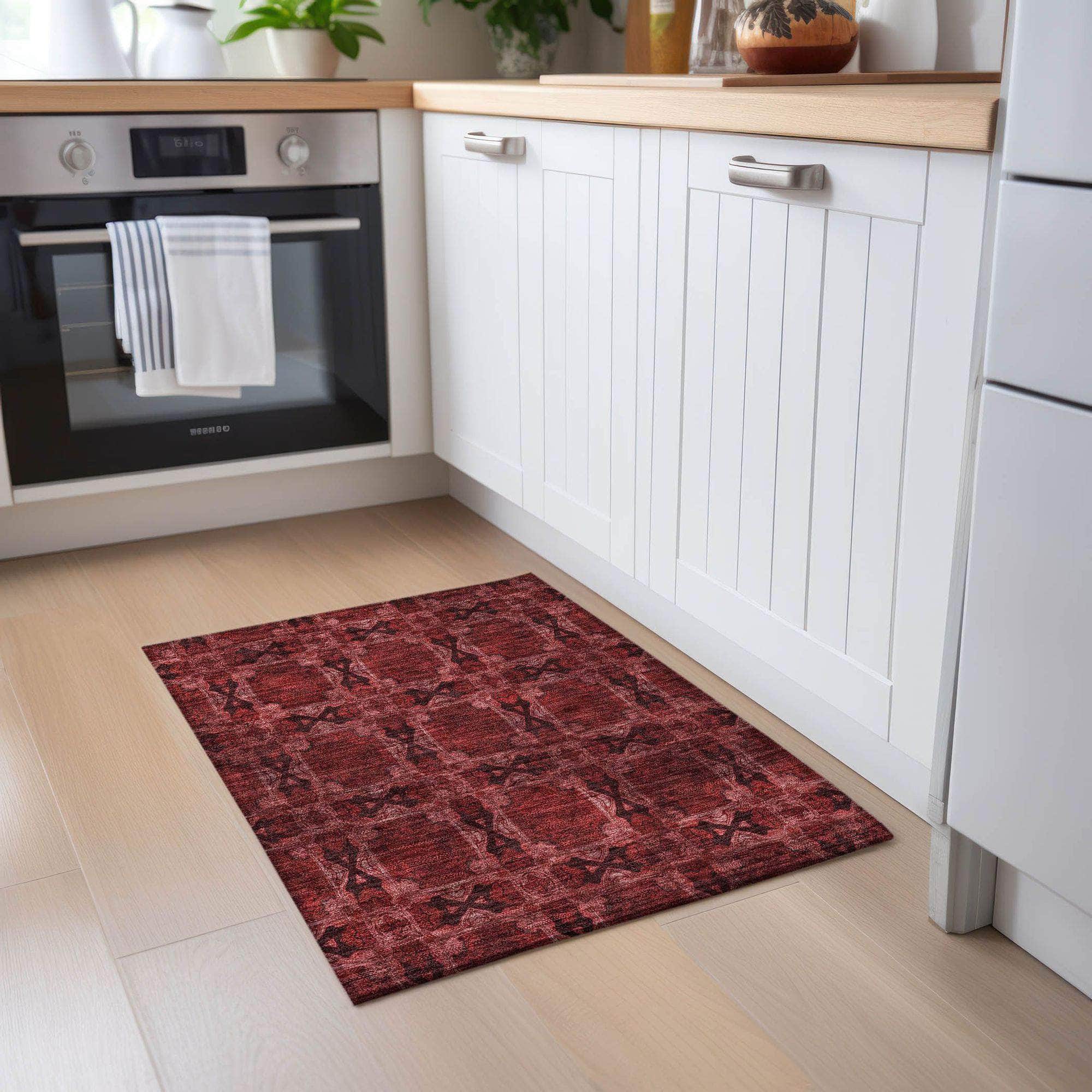 Machine Made ACN564 Burgundy Red Rugs