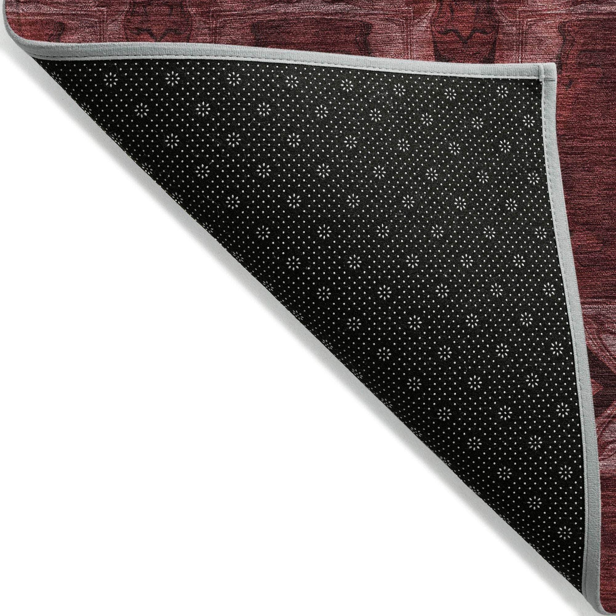 Machine Made ACN564 Burgundy Red Rugs