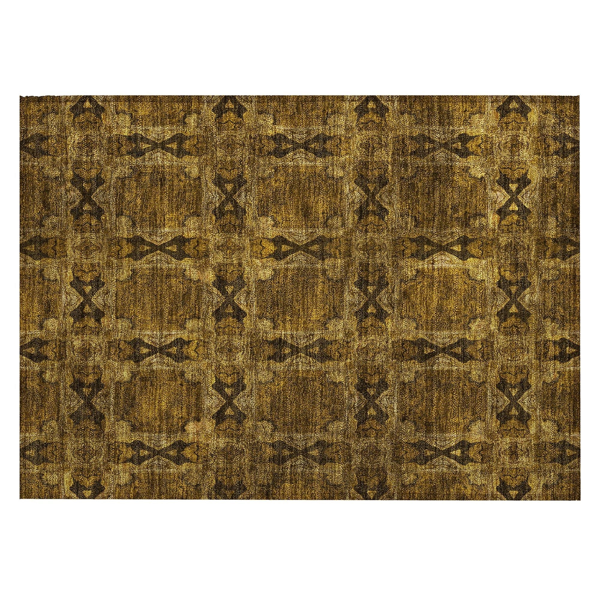 Machine Washable Chocolate Brown Rug - Indoor / Outdoor - Kids / Pet Friendly Panel Print Rug