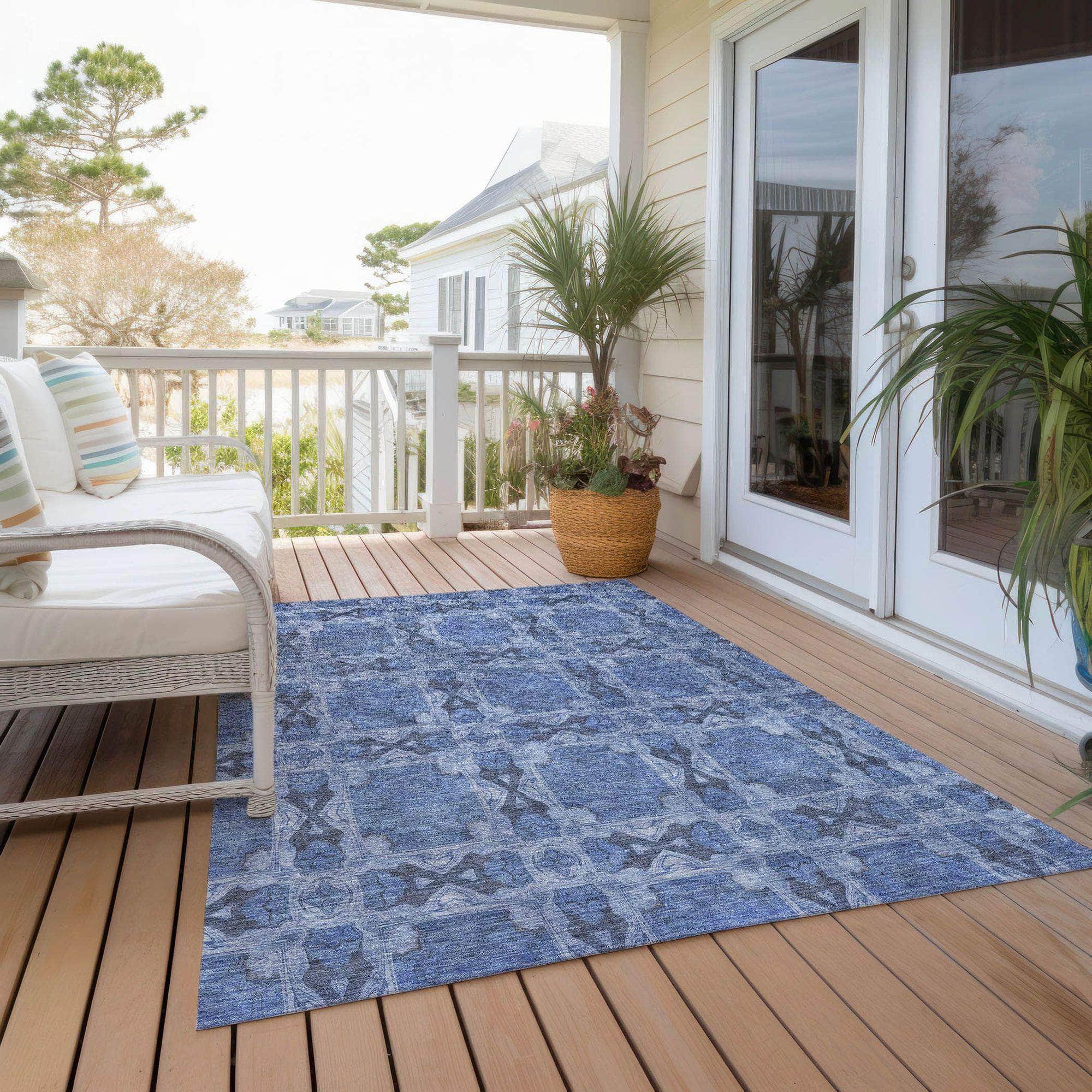 Machine Made ACN564 Denim Blue Rugs