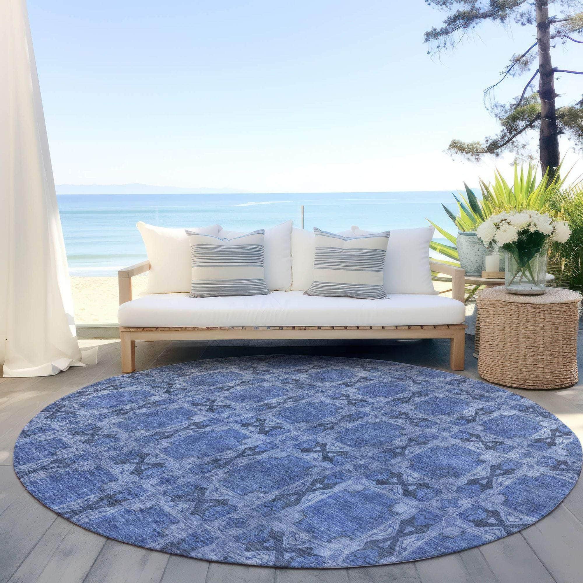 Machine Made ACN564 Denim Blue Rugs