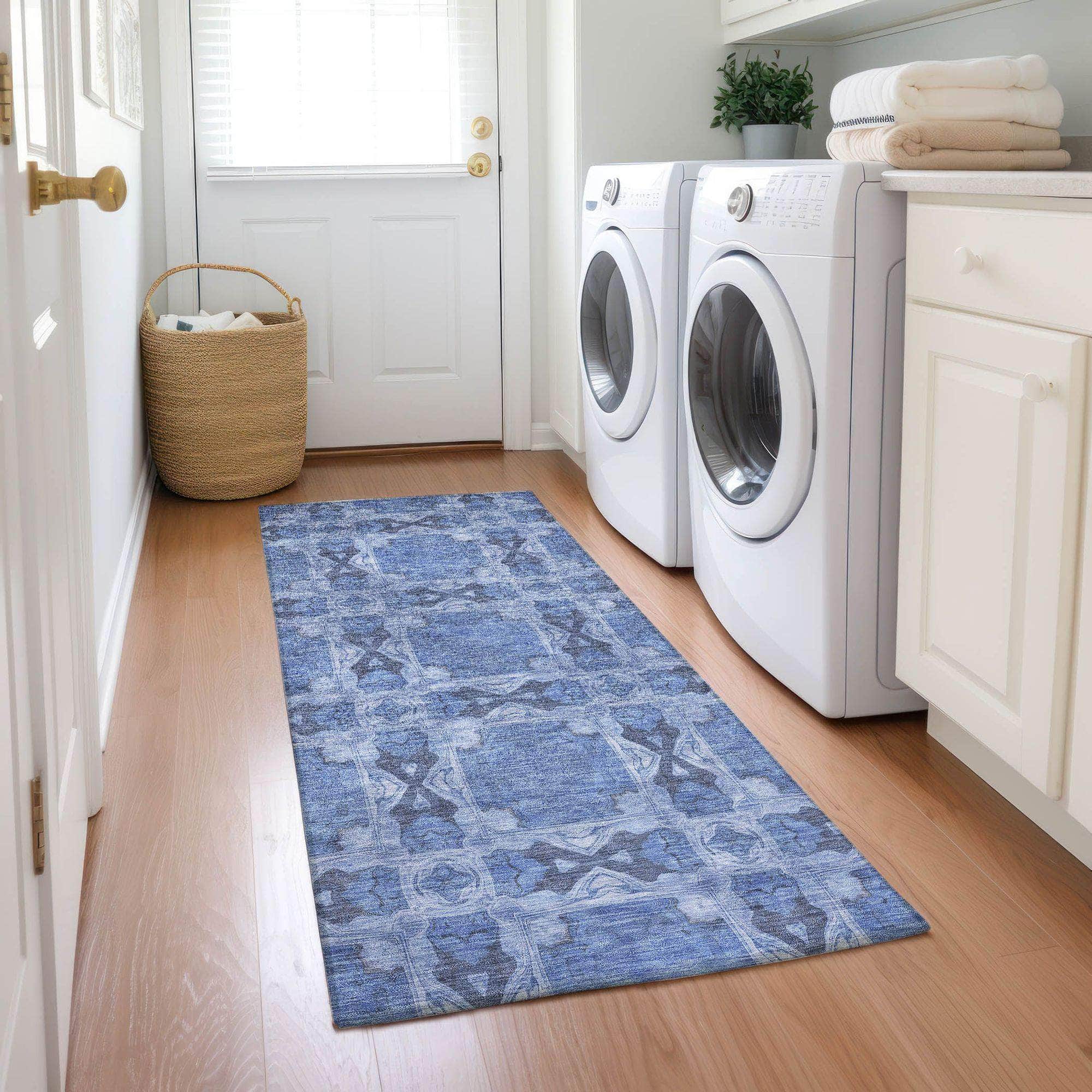 Machine Made ACN564 Denim Blue Rugs