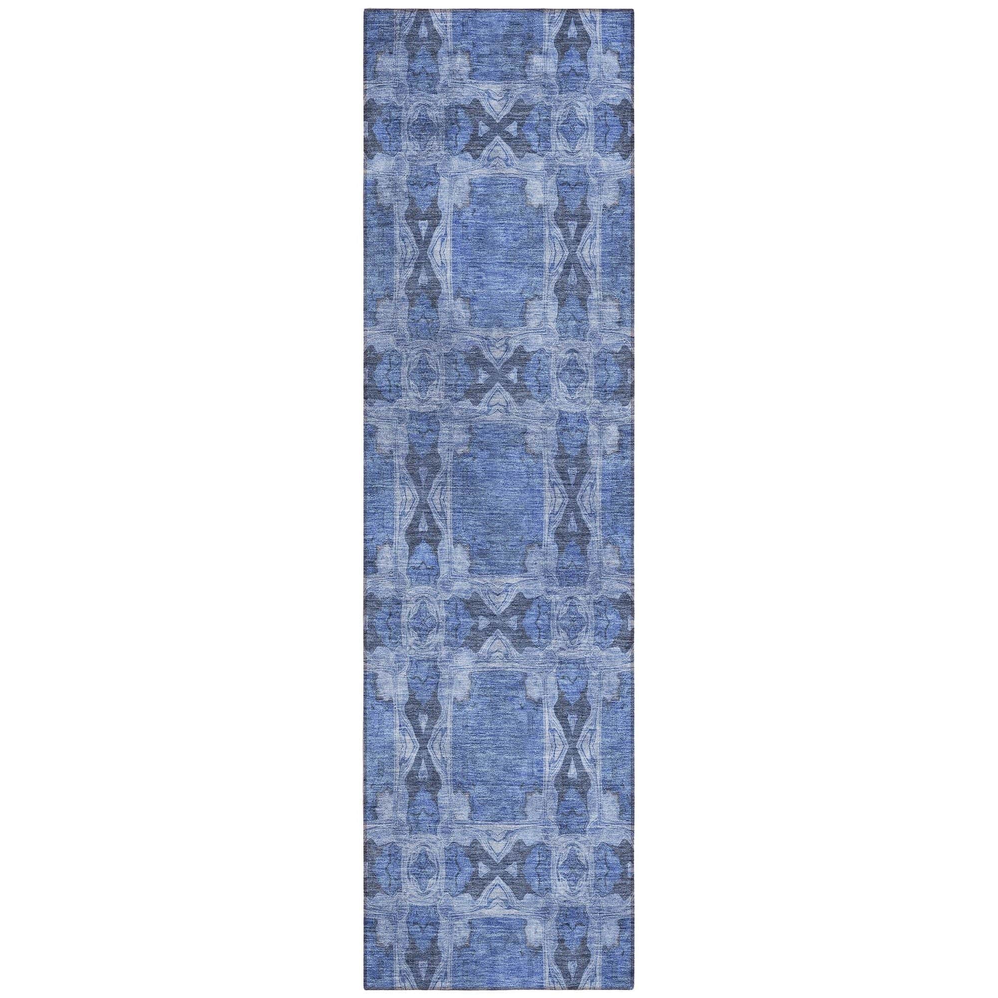 Machine Washable Denim Blue Rug - Indoor / Outdoor - Kids / Pet Friendly Panel Print Rug