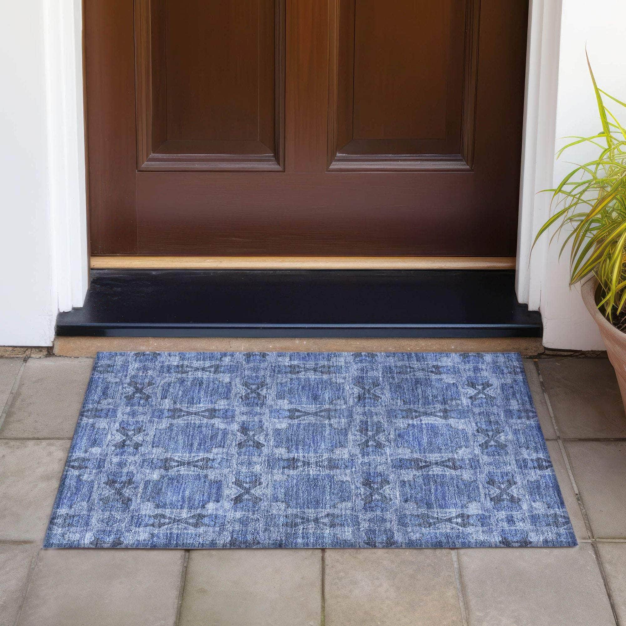 Machine Made ACN564 Denim Blue Rugs