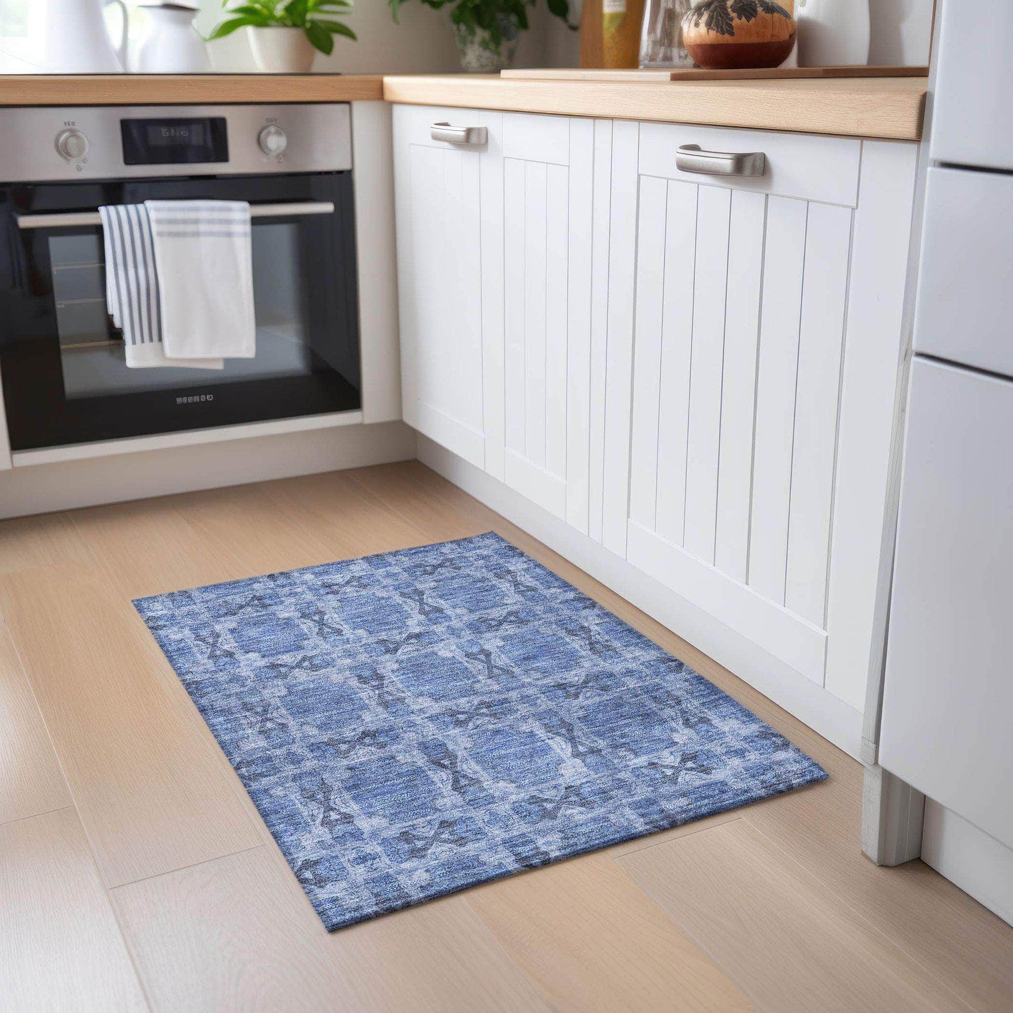 Machine Made ACN564 Denim Blue Rugs