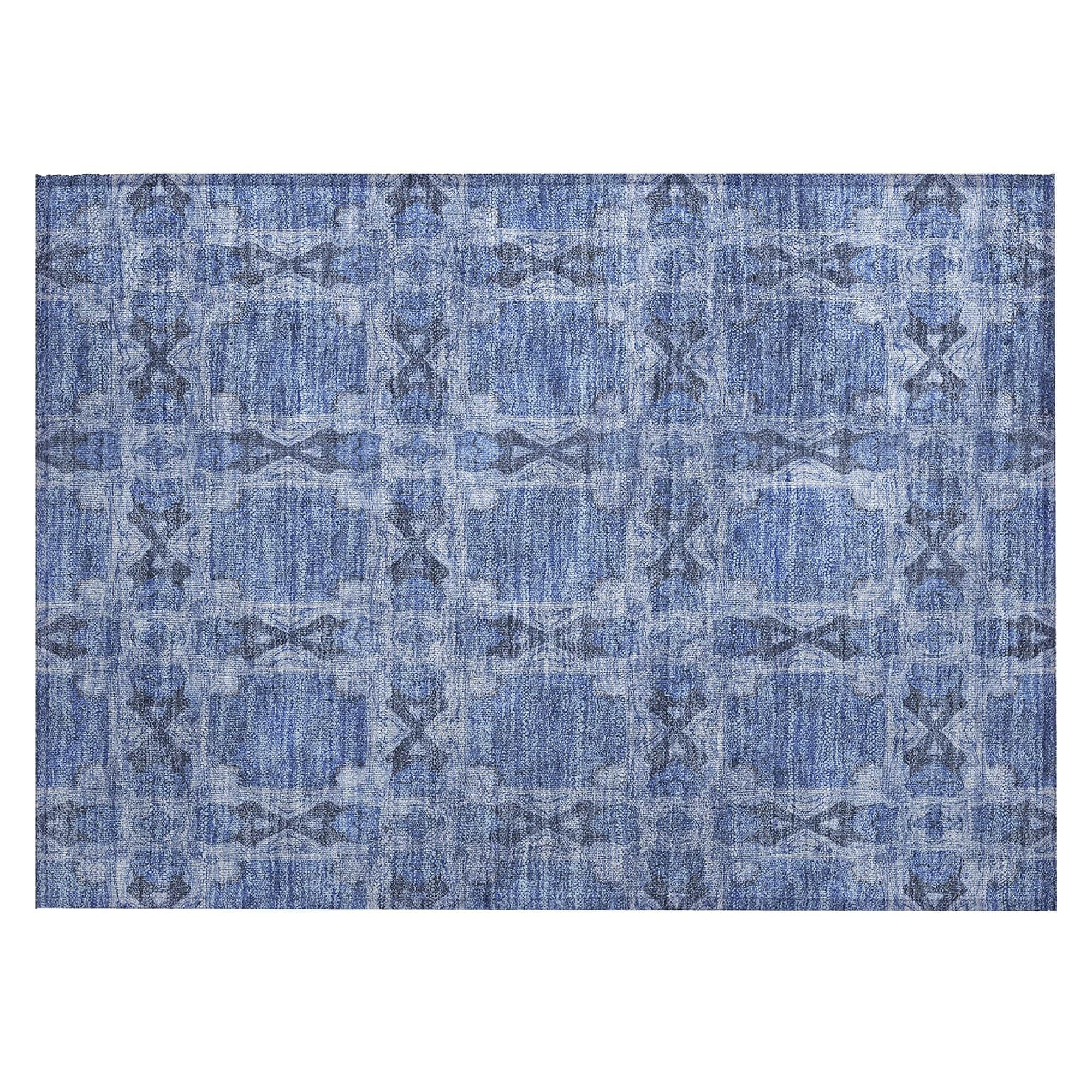 Machine Washable Denim Blue Rug - Indoor / Outdoor - Kids / Pet Friendly Panel Print Rug