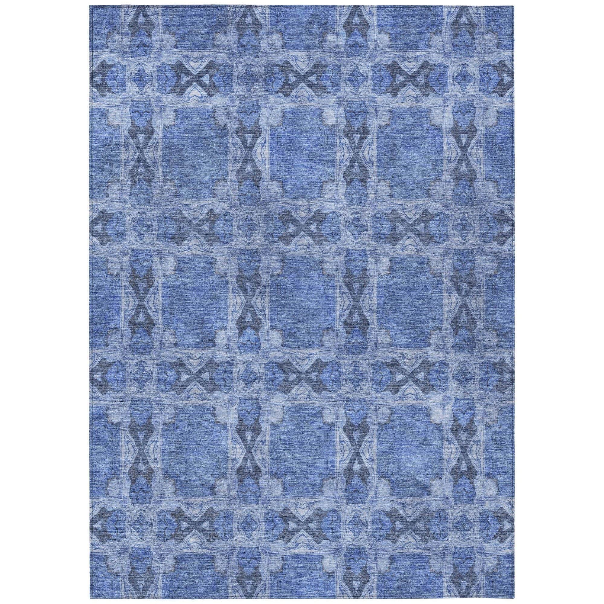 Machine Washable Denim Blue Rug - Indoor / Outdoor - Kids / Pet Friendly Panel Print Rug