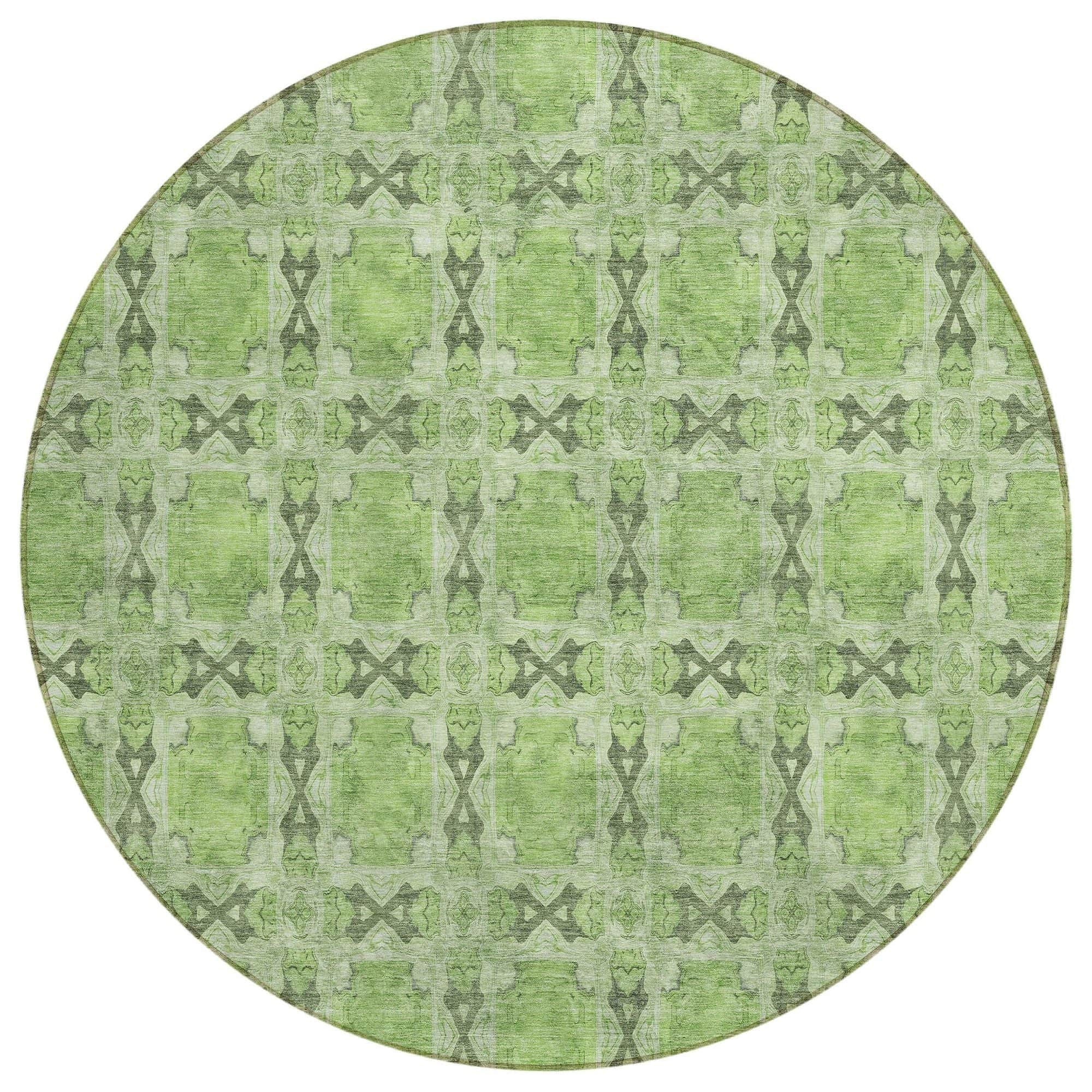 Machine Washable Green Rug - Indoor / Outdoor - Kids / Pet Friendly Panel Print Rug