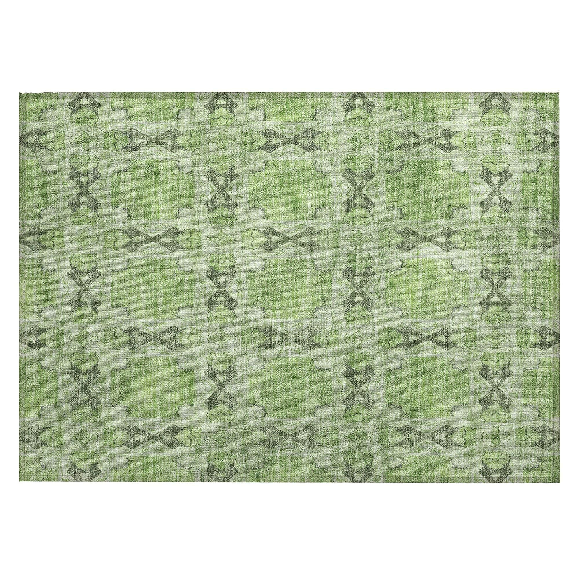 Machine Washable Green Rug - Indoor / Outdoor - Kids / Pet Friendly Panel Print Rug