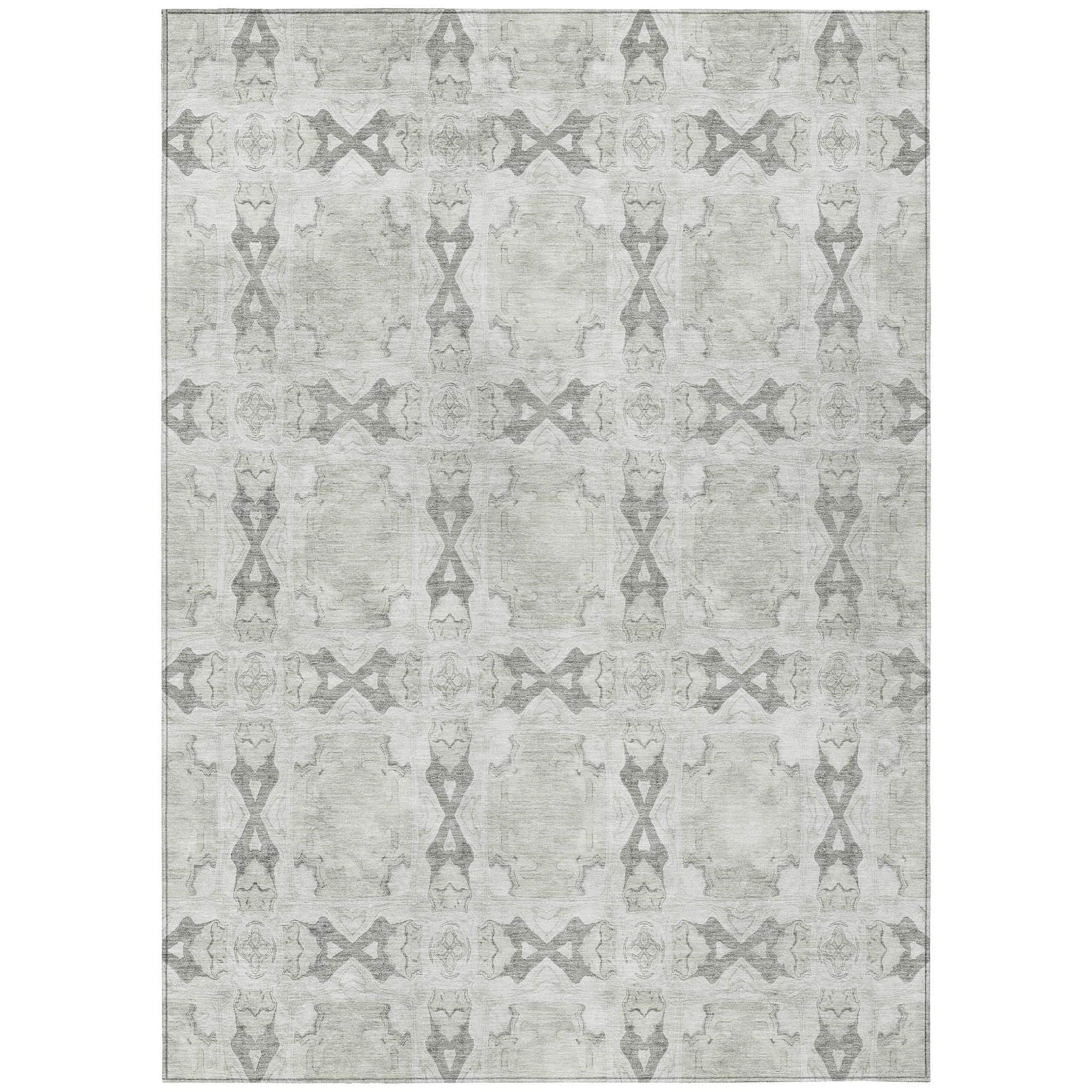 Machine Washable Ivory Rug - Indoor / Outdoor - Kids / Pet Friendly Panel Print Rug