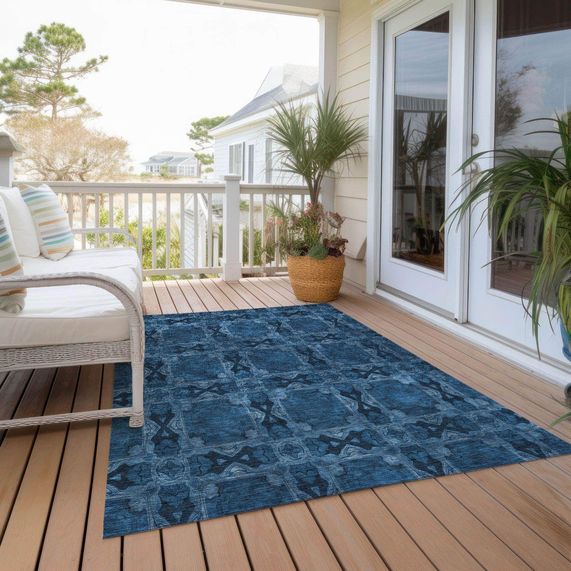 Machine Made ACN564 Navy Blue Rugs