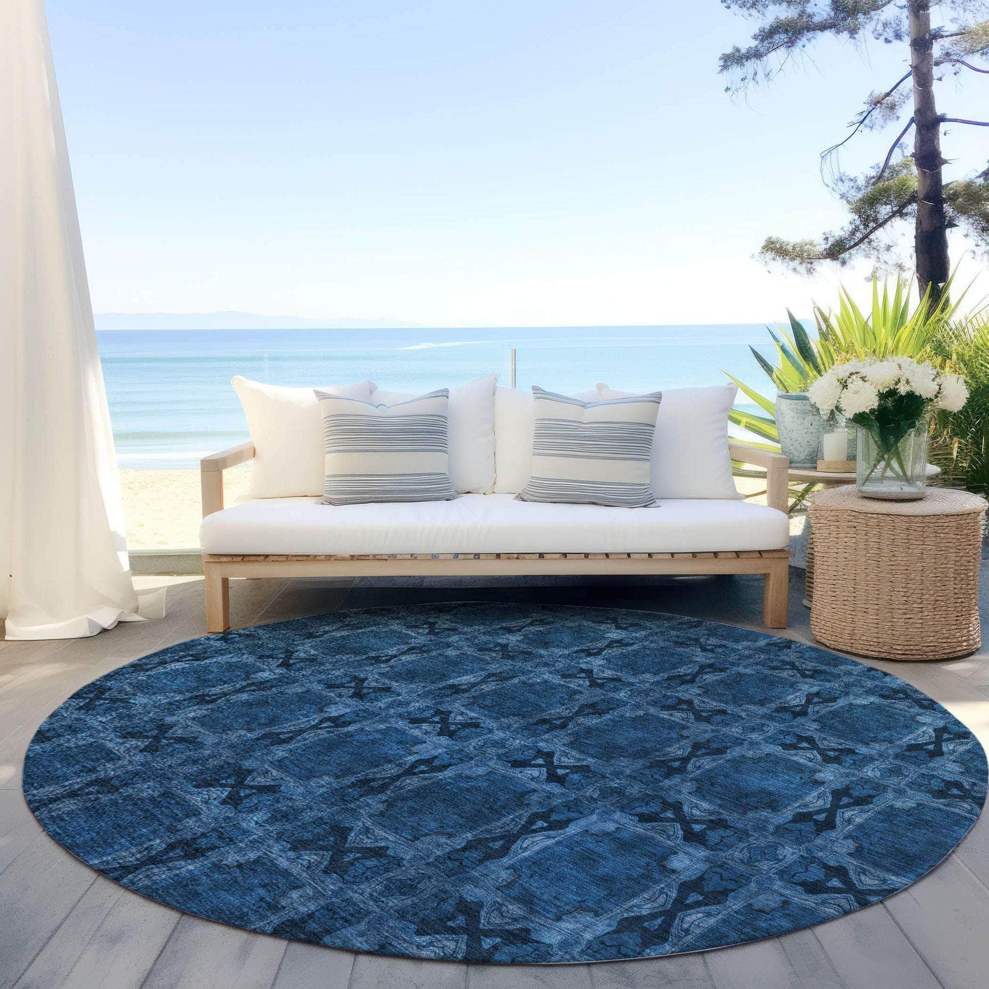 Machine Made ACN564 Navy Blue Rugs