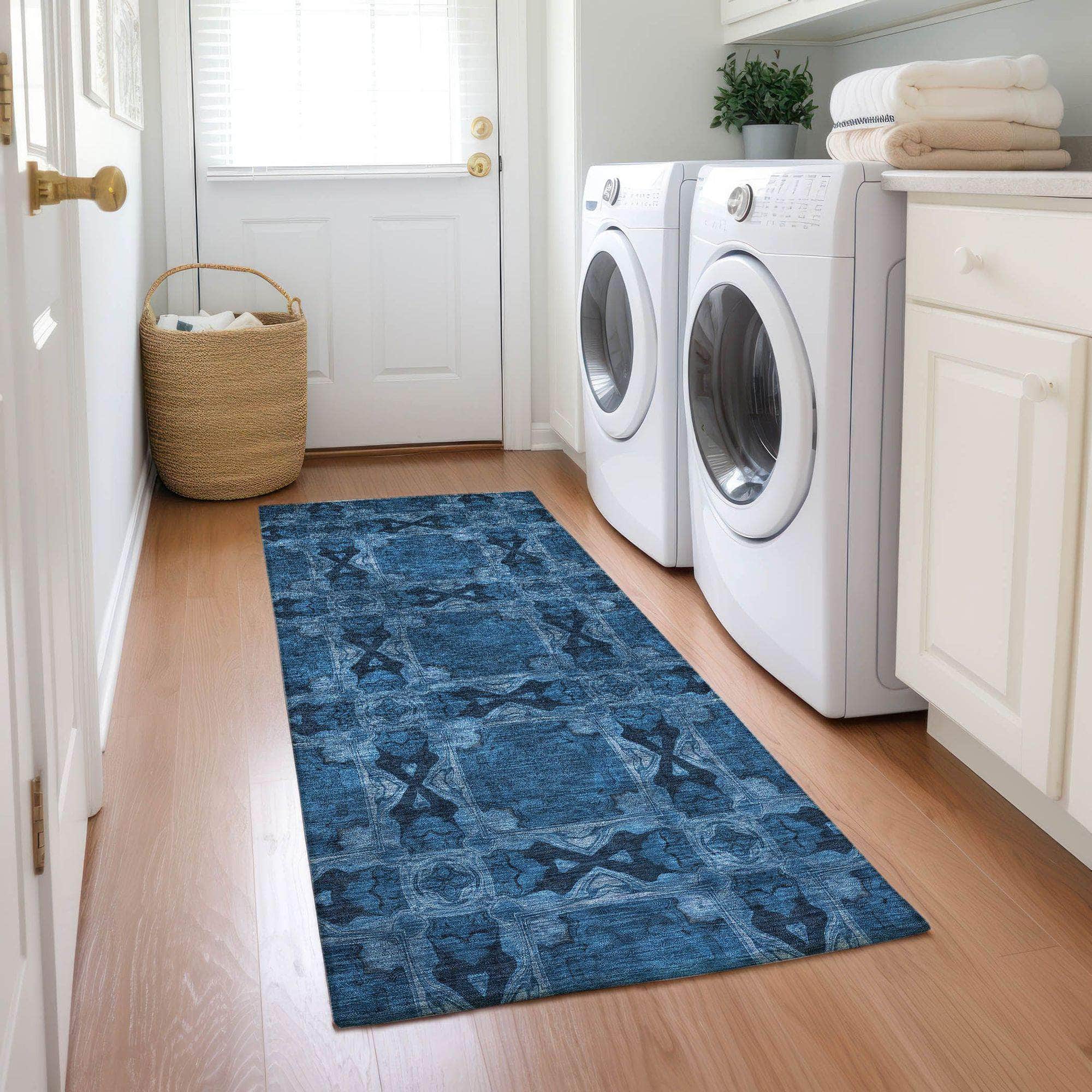 Machine Made ACN564 Navy Blue Rugs