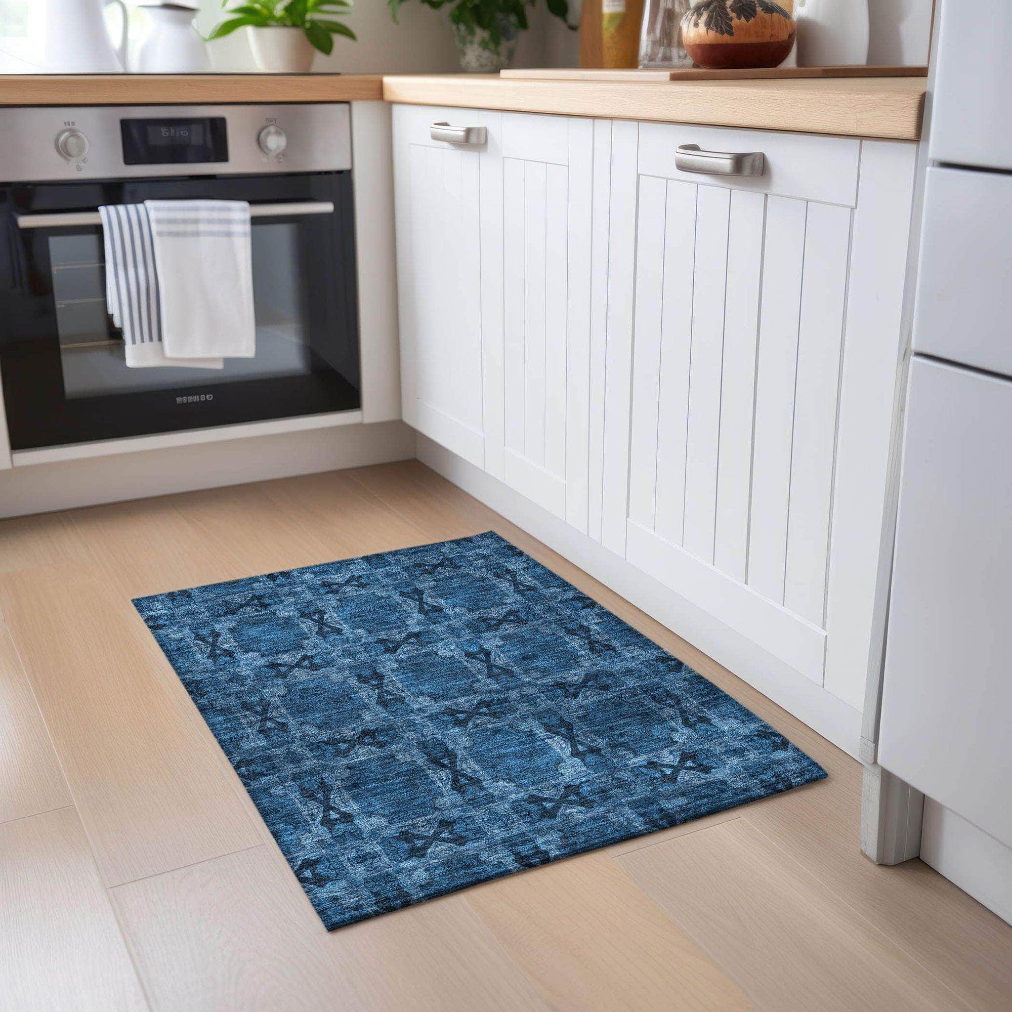 Machine Made ACN564 Navy Blue Rugs