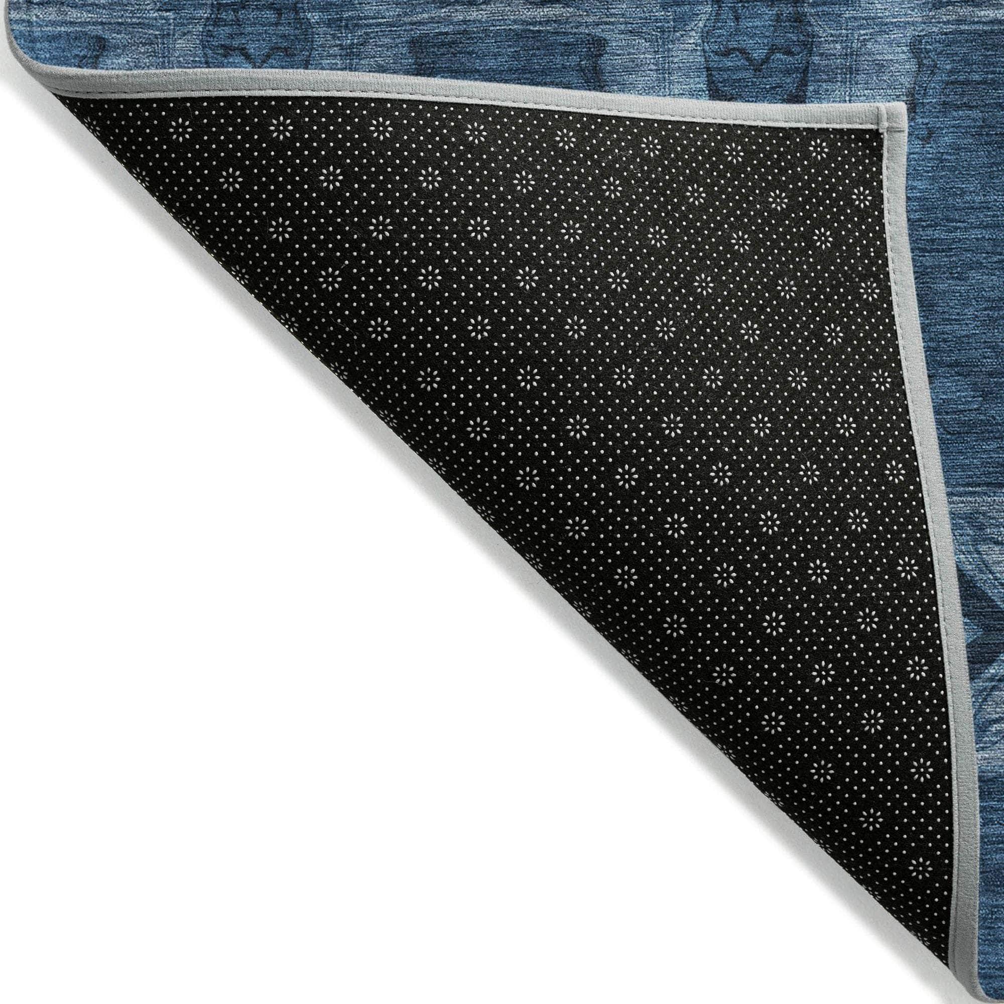 Machine Made ACN564 Navy Blue Rugs