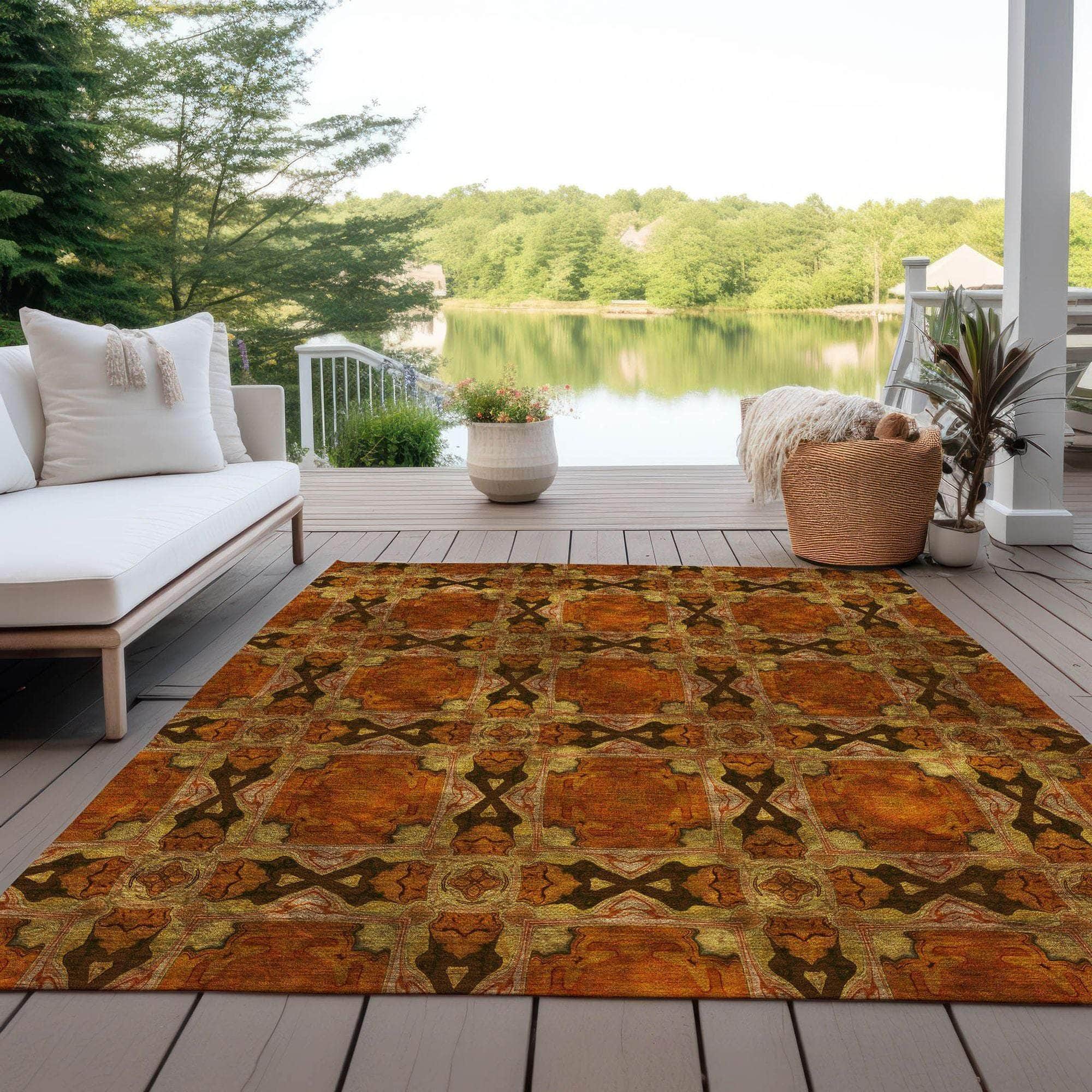 Machine Made ACN564 Paprika Orange Rugs