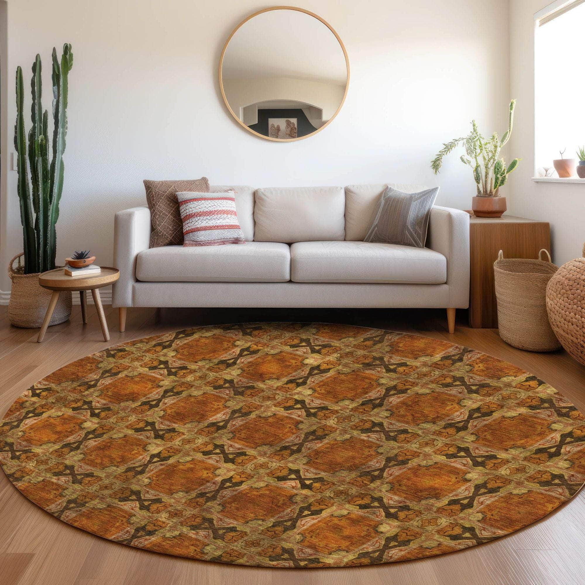 Machine Made ACN564 Paprika Orange Rugs