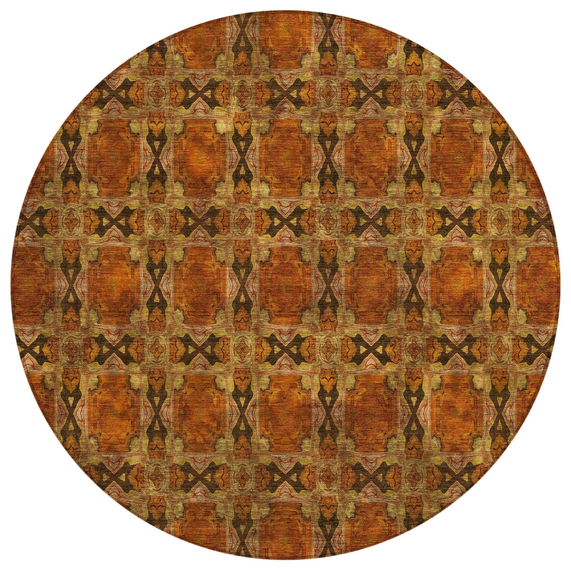 Machine Washable Paprika Orange Rug - Indoor / Outdoor - Kids / Pet Friendly Panel Print Rug