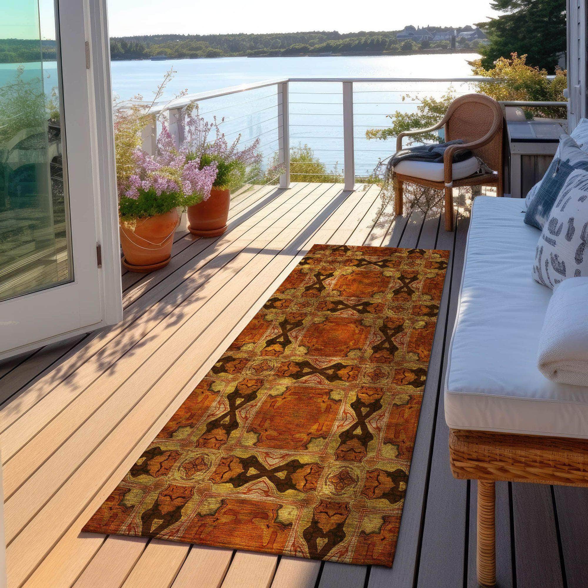 Machine Made ACN564 Paprika Orange Rugs