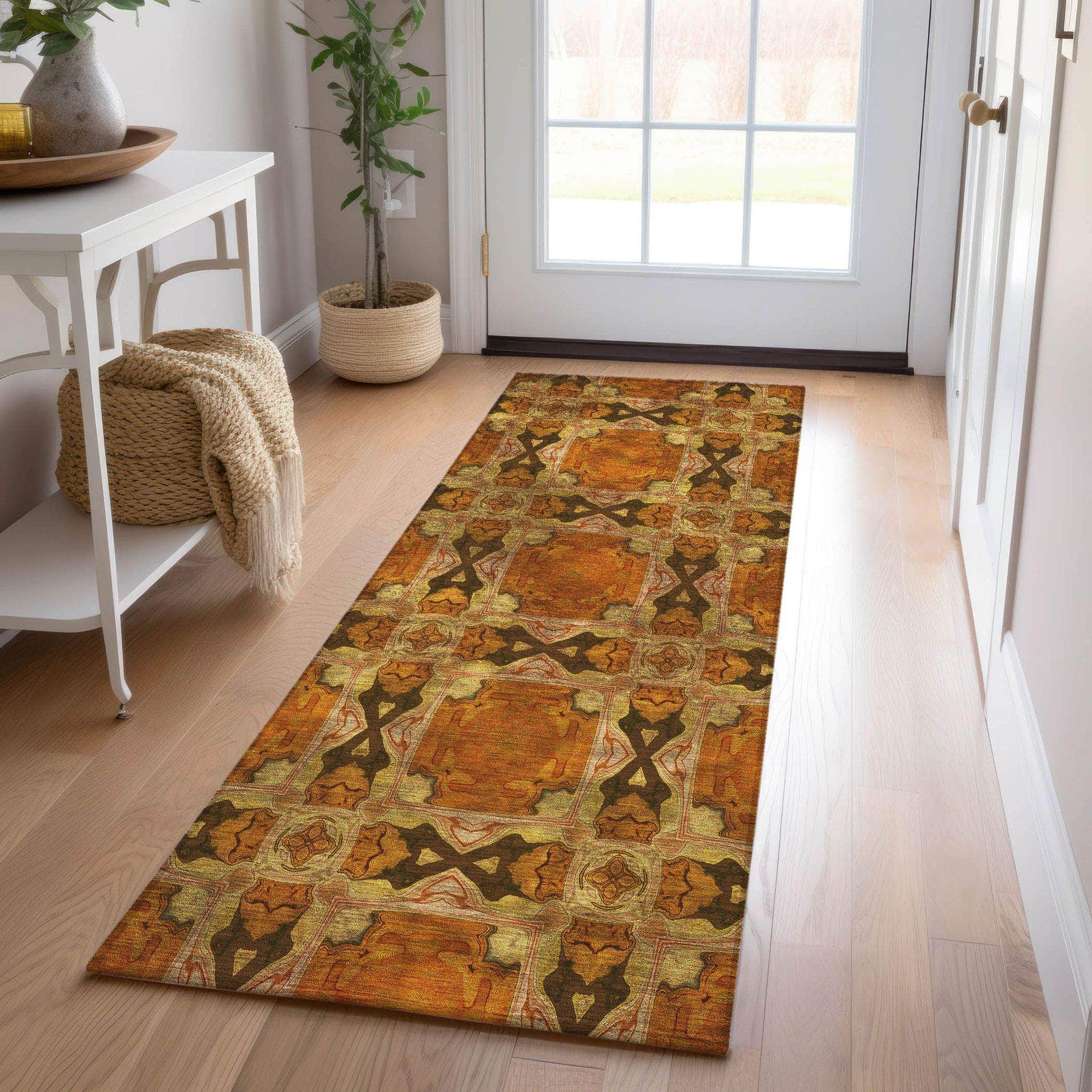 Machine Made ACN564 Paprika Orange Rugs