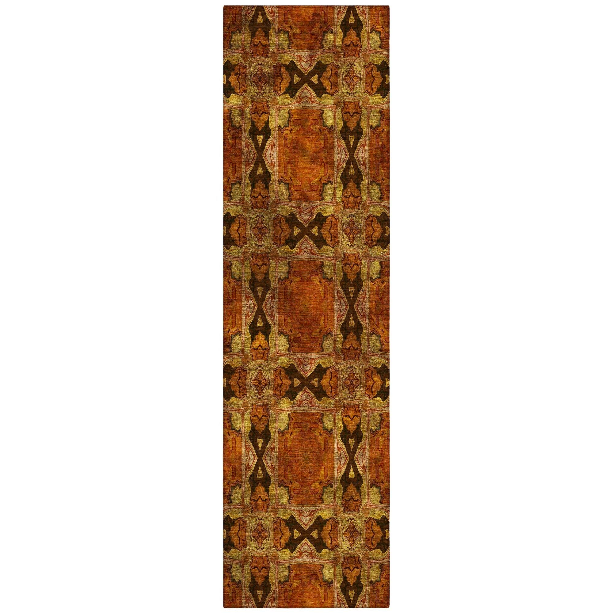 Machine Washable Paprika Orange Rug - Indoor / Outdoor - Kids / Pet Friendly Panel Print Rug