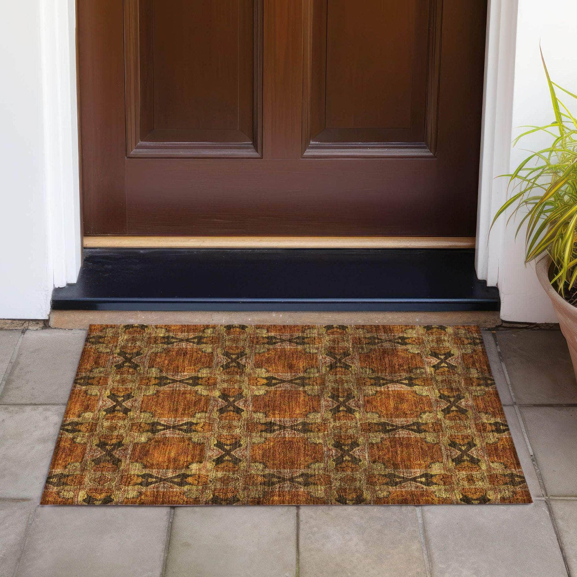 Machine Made ACN564 Paprika Orange Rugs