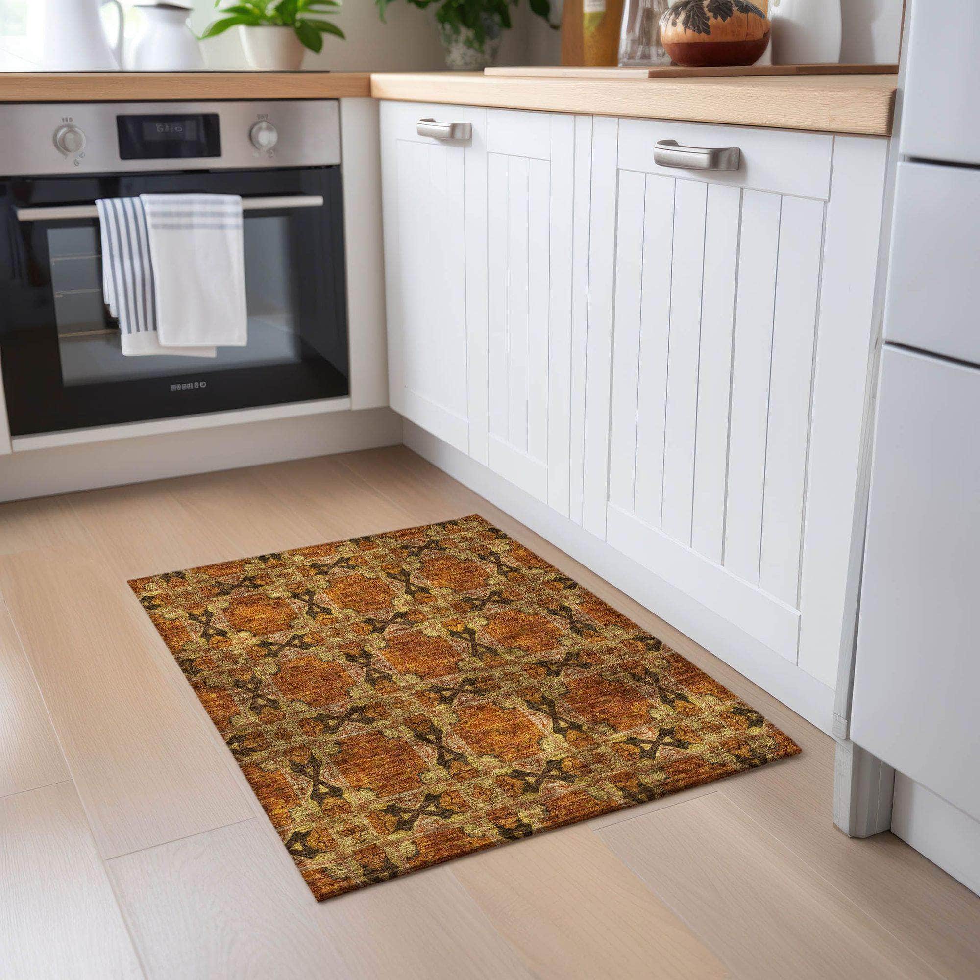 Machine Made ACN564 Paprika Orange Rugs