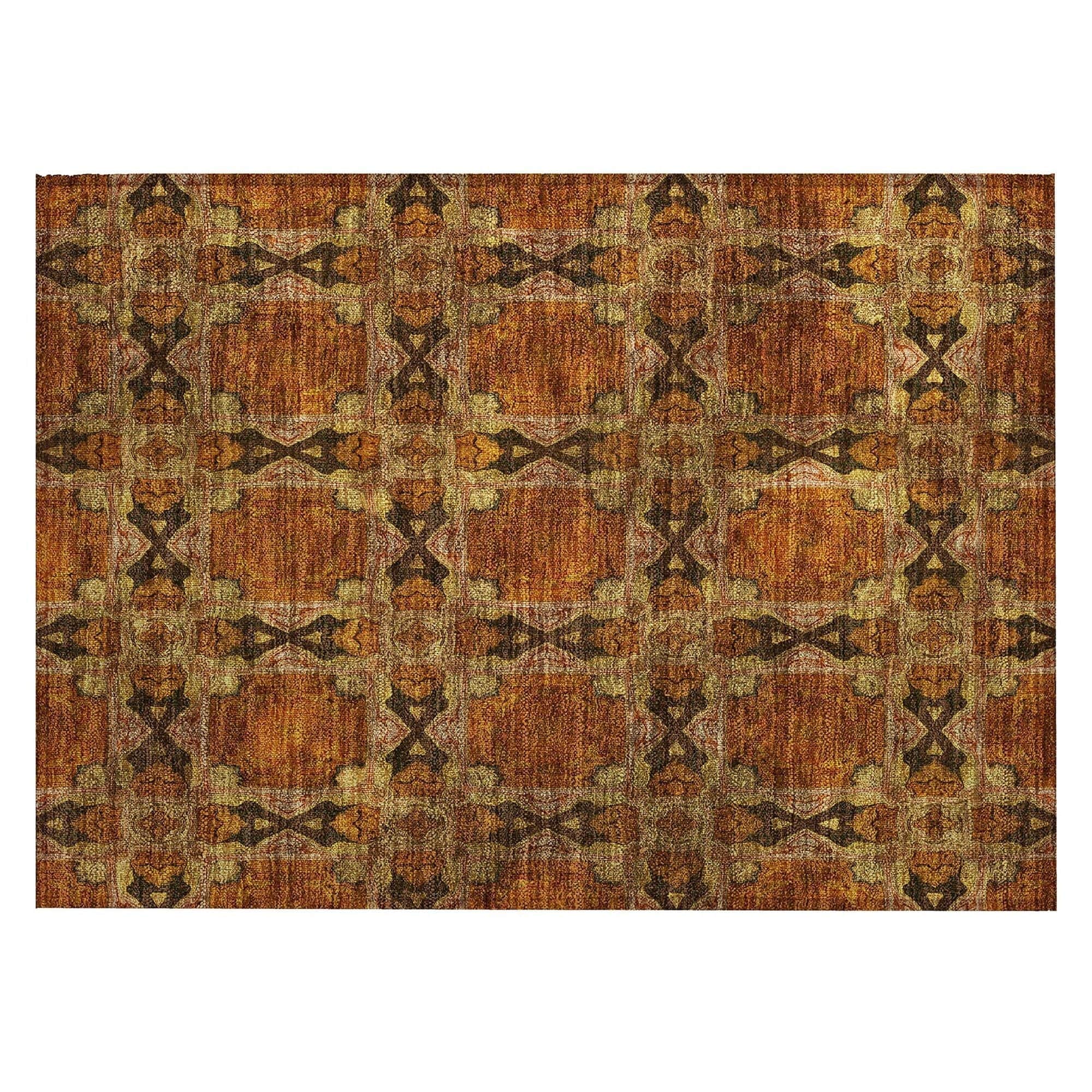 Machine Washable Paprika Orange Rug - Indoor / Outdoor - Kids / Pet Friendly Panel Print Rug