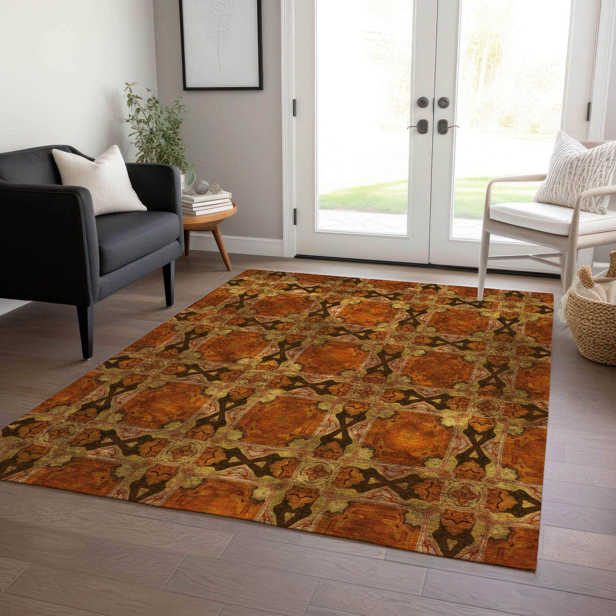 Machine Made ACN564 Paprika Orange Rugs