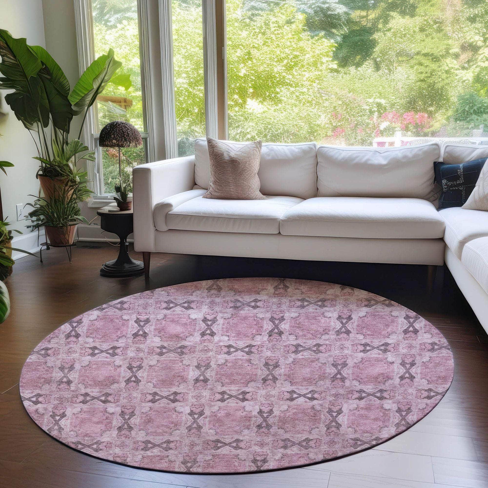 Machine Made ACN564 Pink Rugs