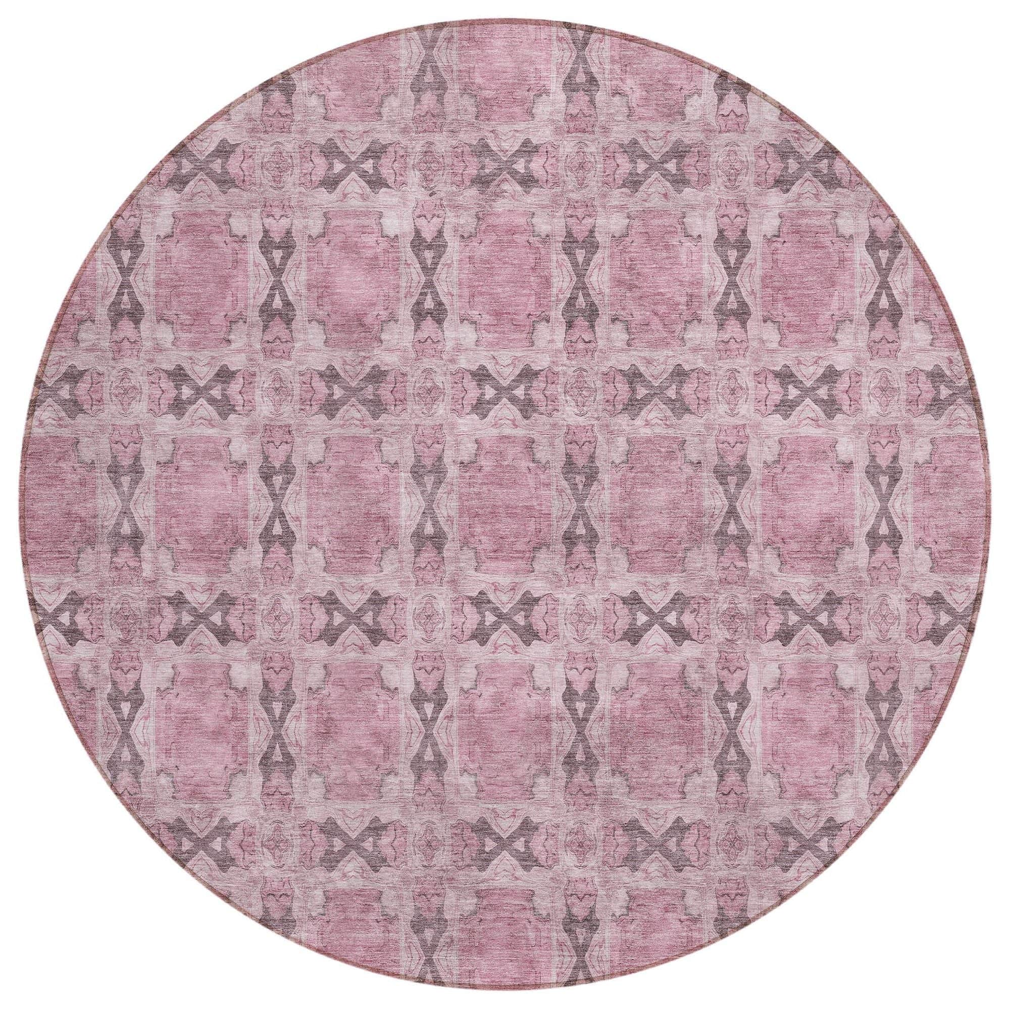Machine Washable Pink Rug - Indoor / Outdoor - Kids / Pet Friendly Panel Print Rug