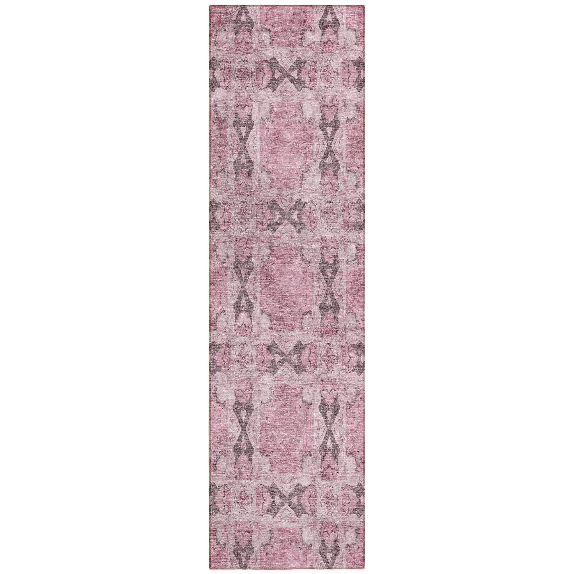 Machine Washable Pink Rug - Indoor / Outdoor - Kids / Pet Friendly Panel Print Rug