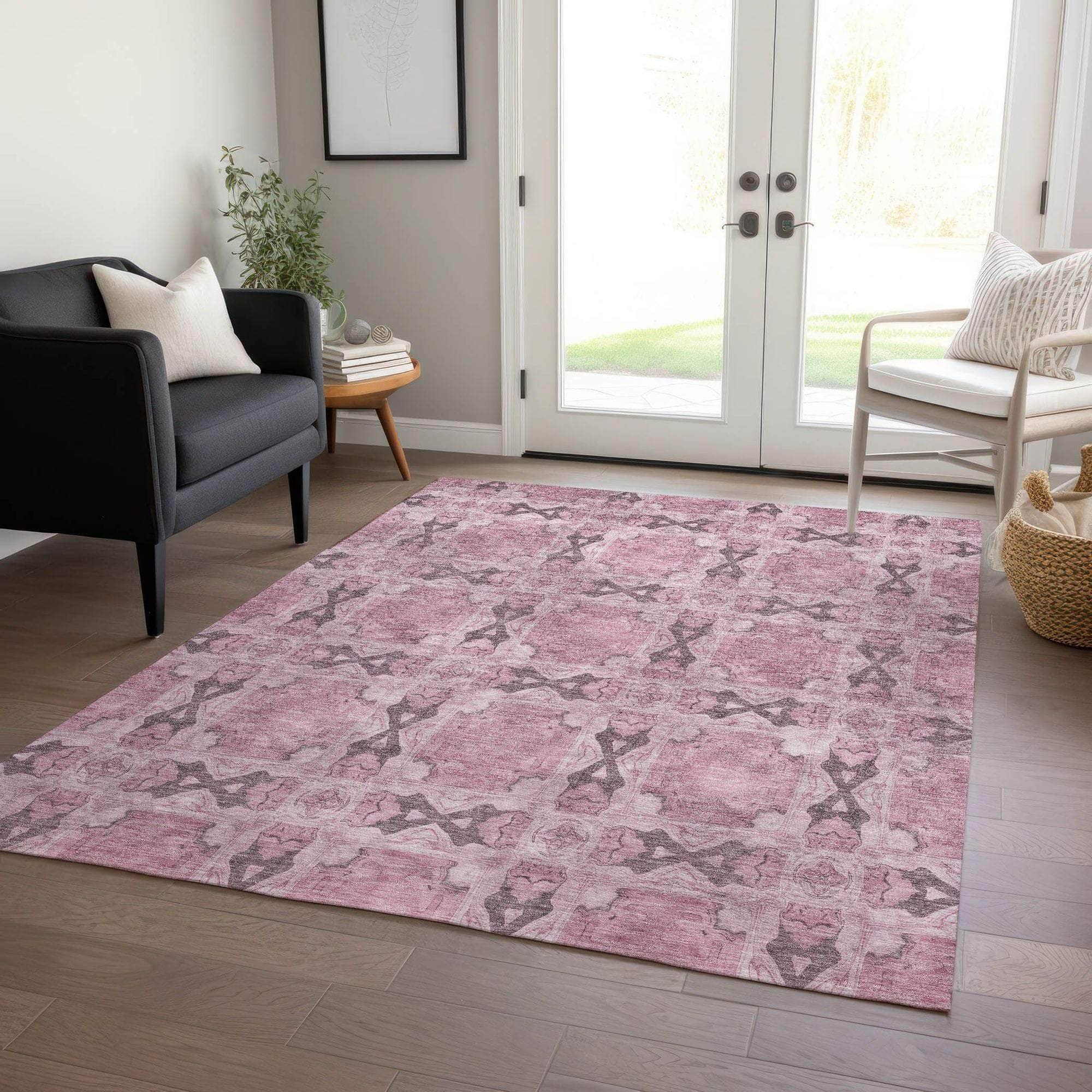 Machine Made ACN564 Pink Rugs