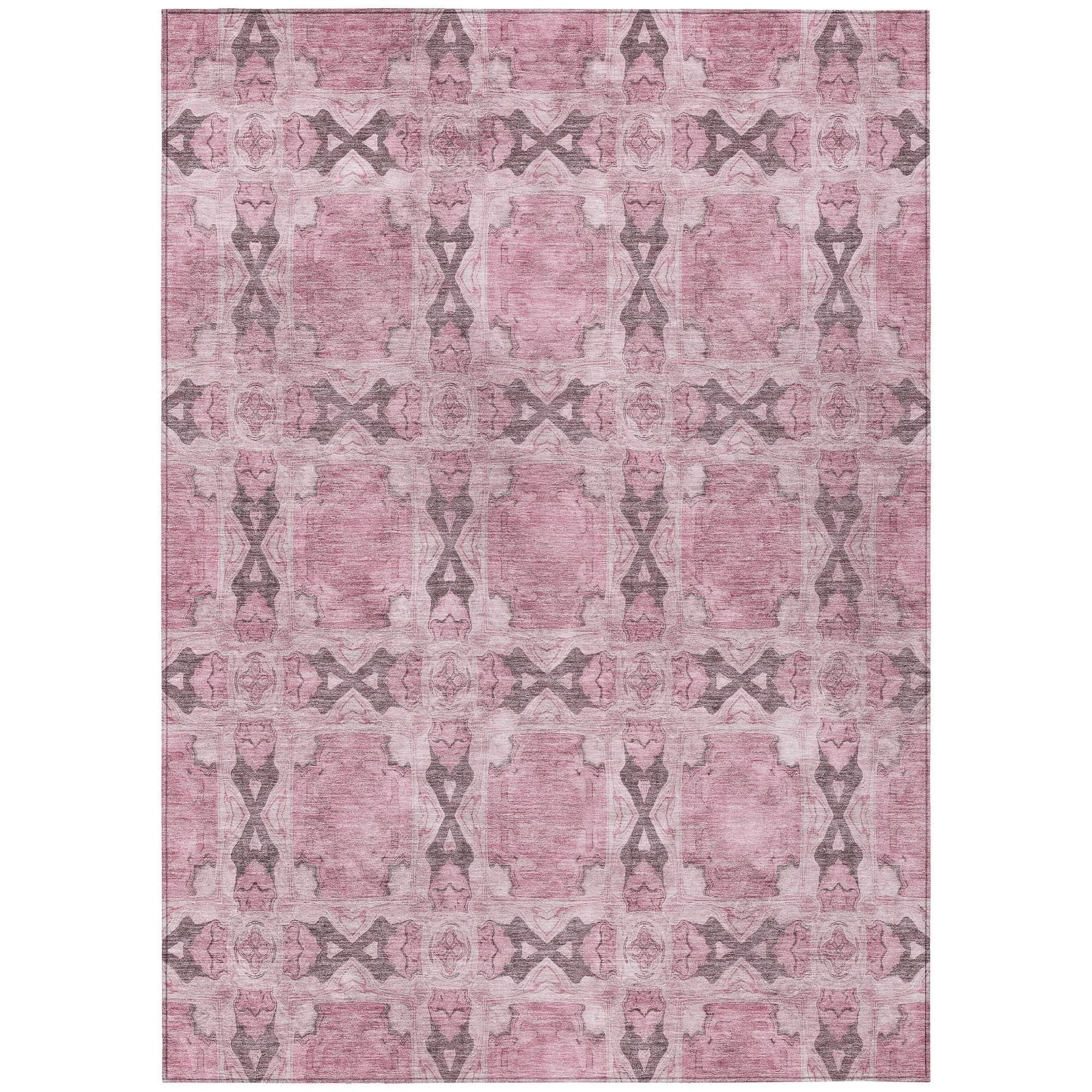 Machine Washable Pink Rug - Indoor / Outdoor - Kids / Pet Friendly Panel Print Rug