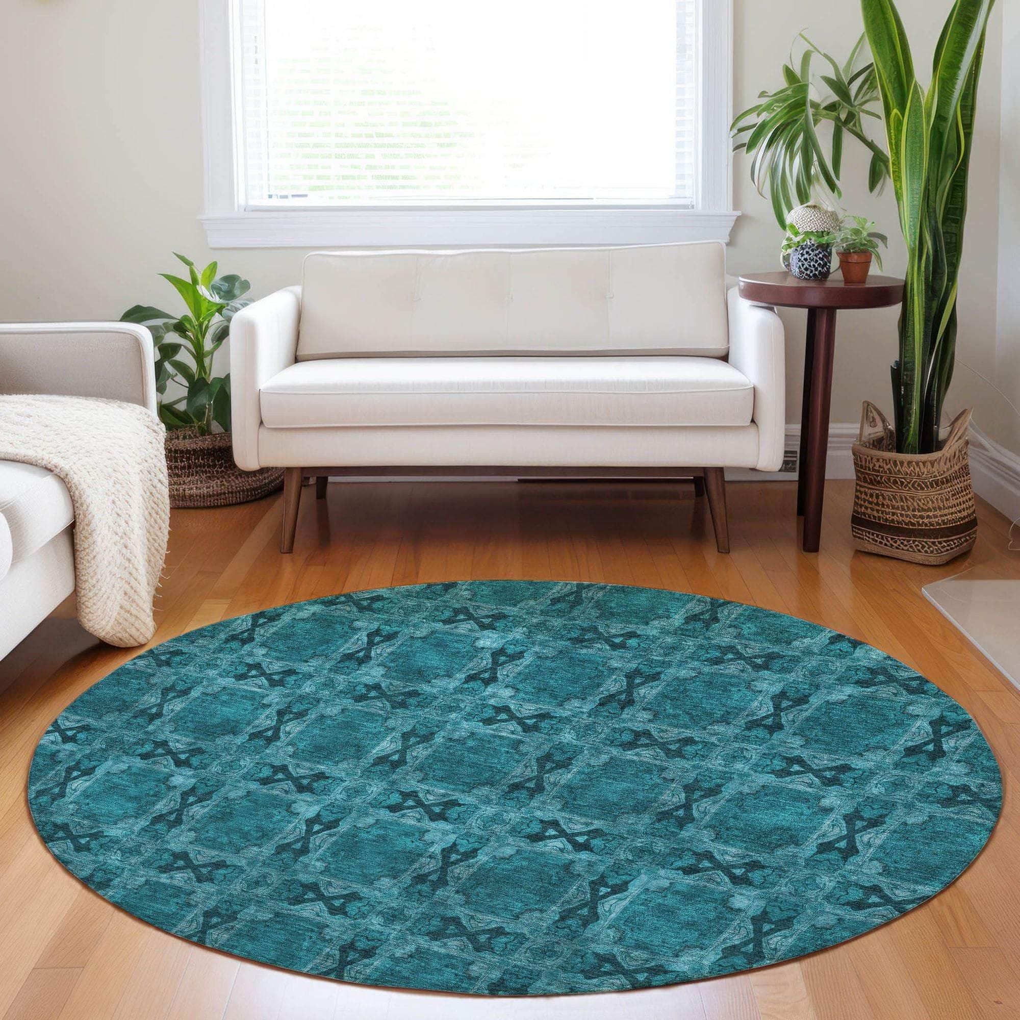 Machine Made ACN564 Teal Rugs