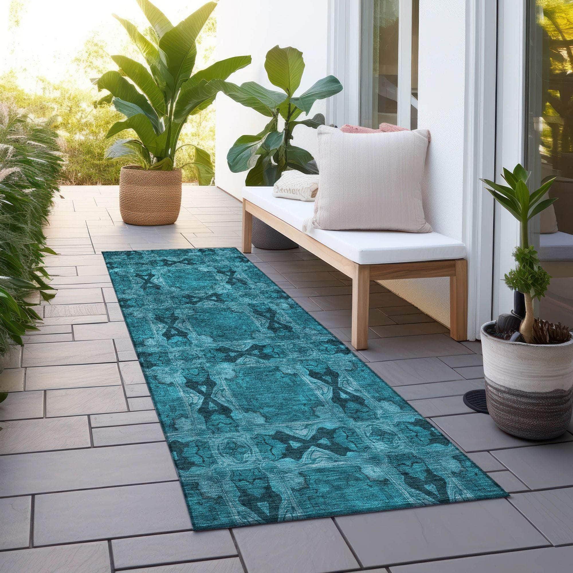Machine Made ACN564 Teal Rugs