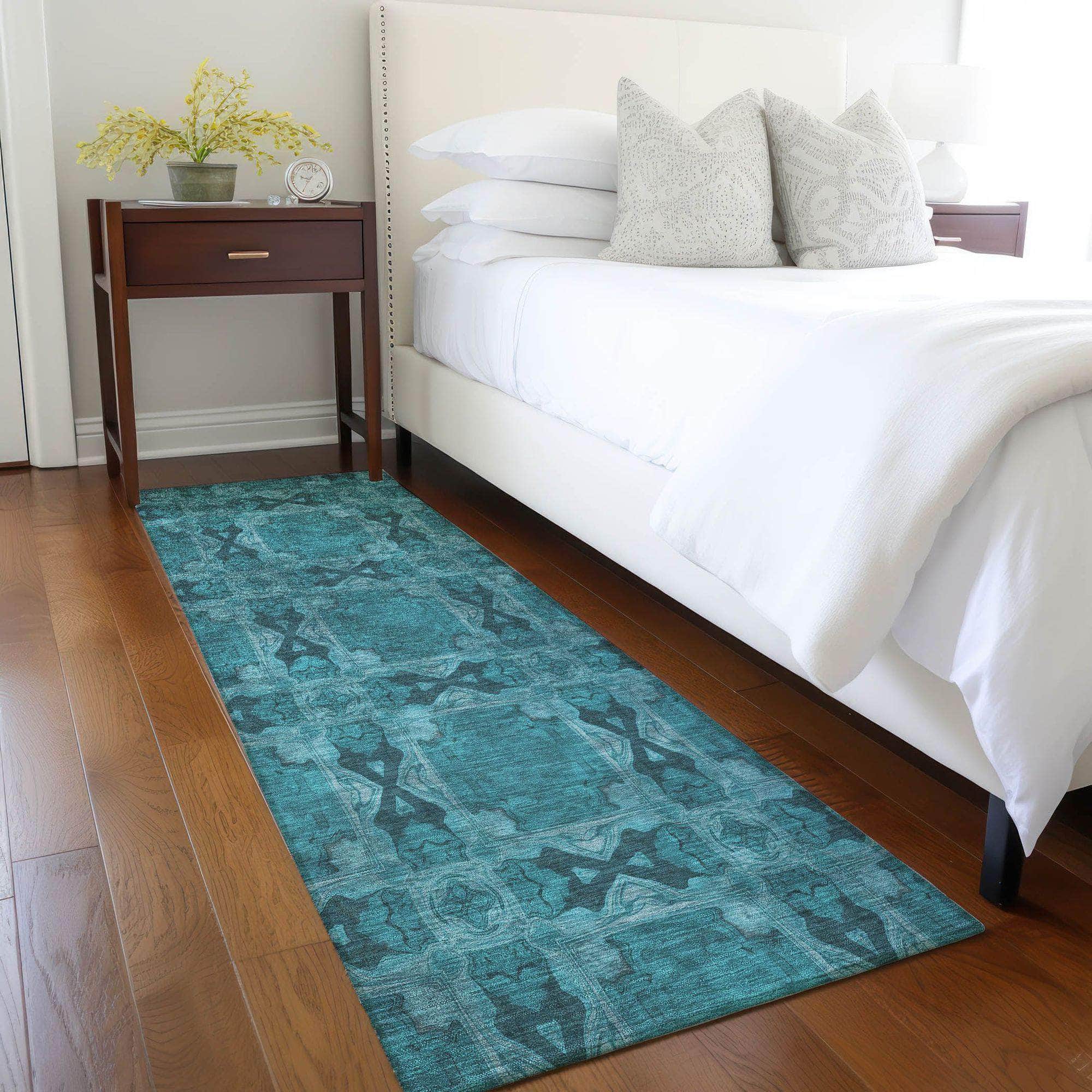 Machine Made ACN564 Teal Rugs