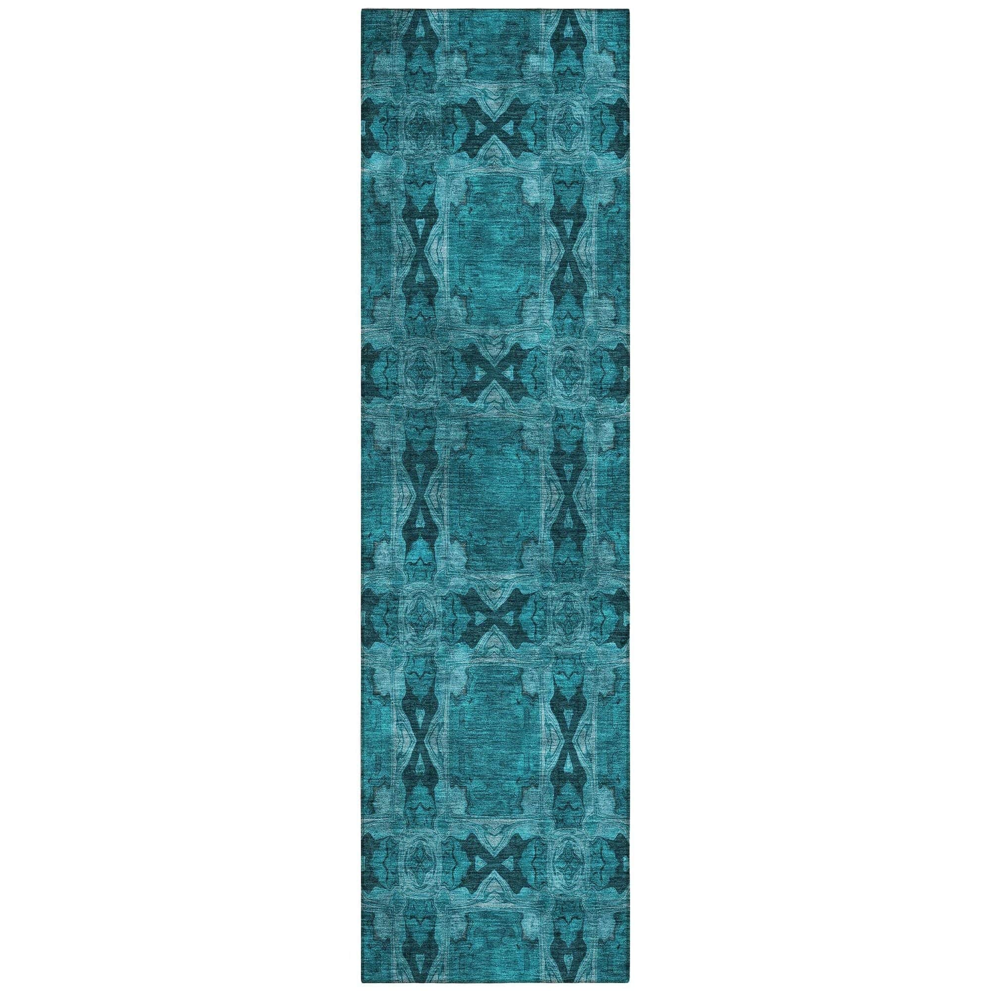 Machine Washable Teal Rug - Indoor / Outdoor - Kids / Pet Friendly Panel Print Rug