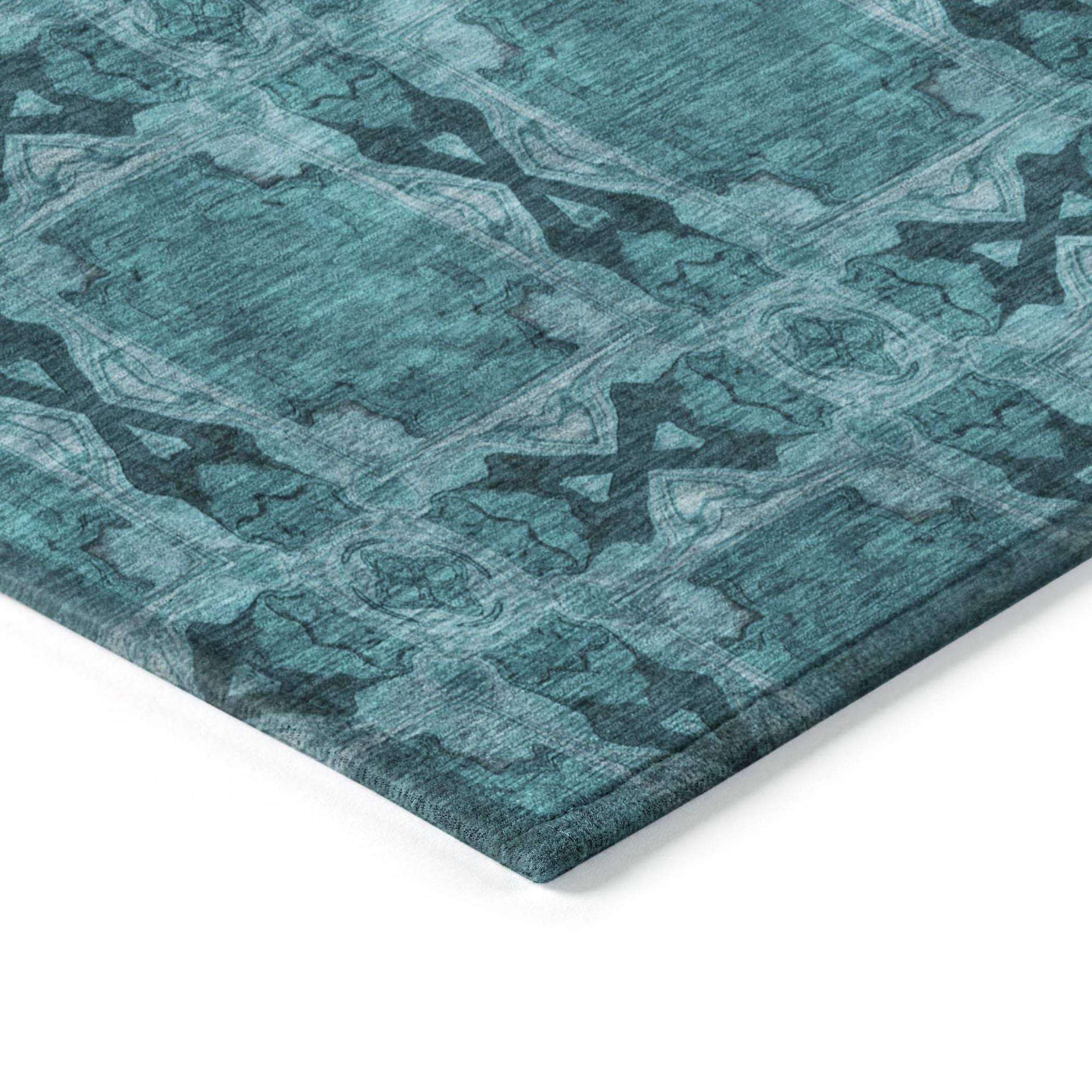 Machine Made ACN564 Teal Rugs