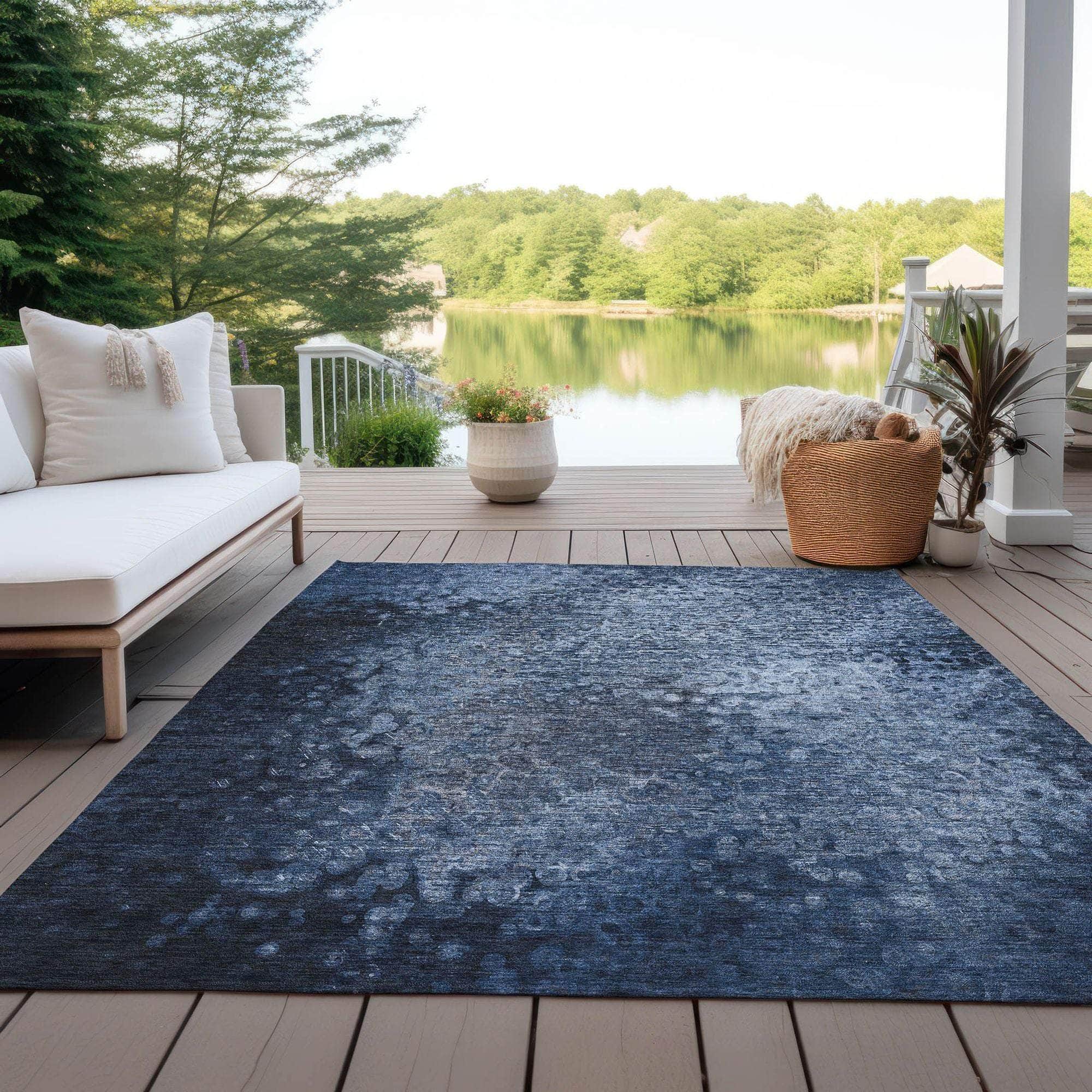 Machine Made ACN565 Blue Rugs